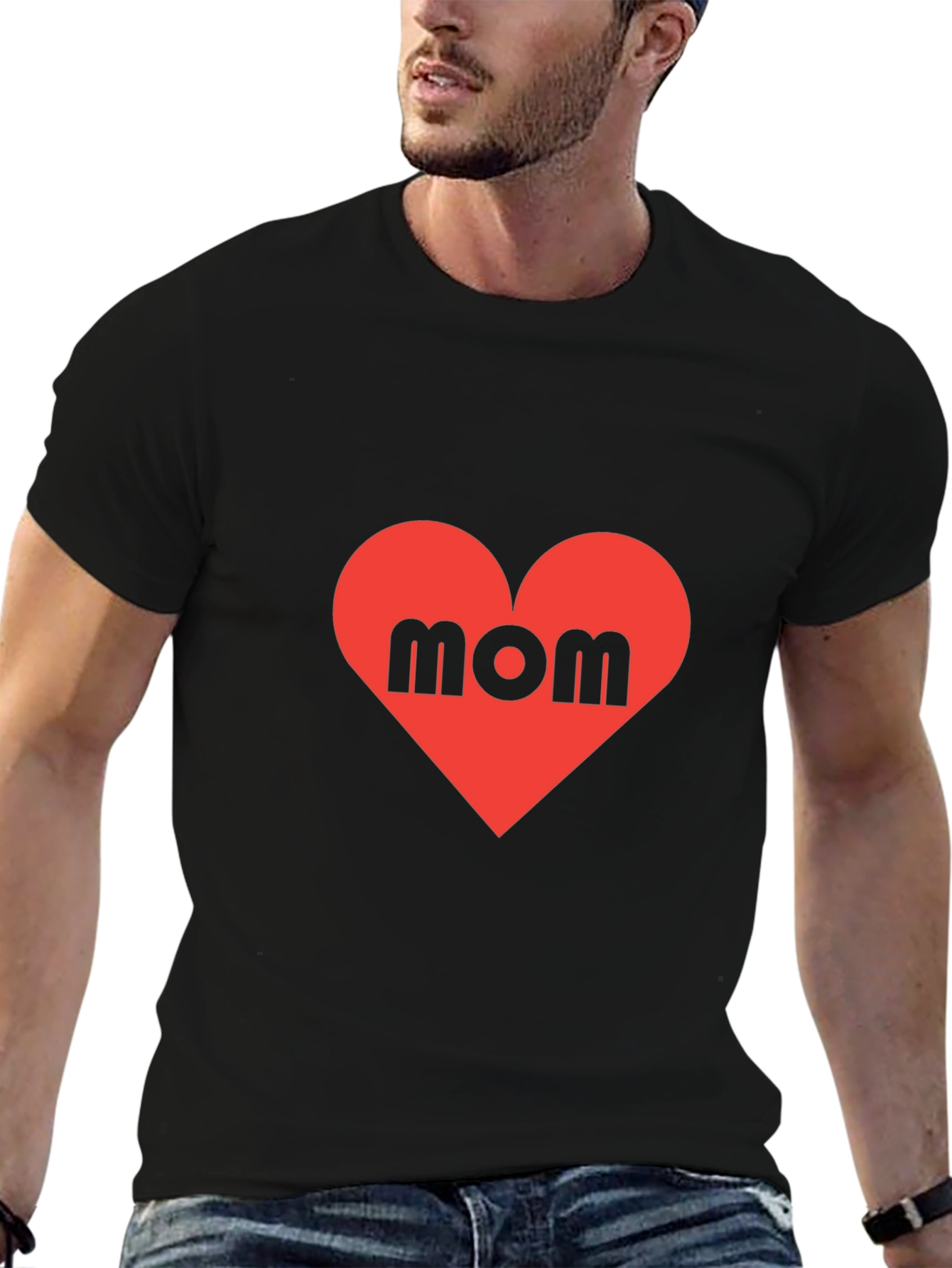 Mom Heart T-Shirt - Black Cotton Tee
