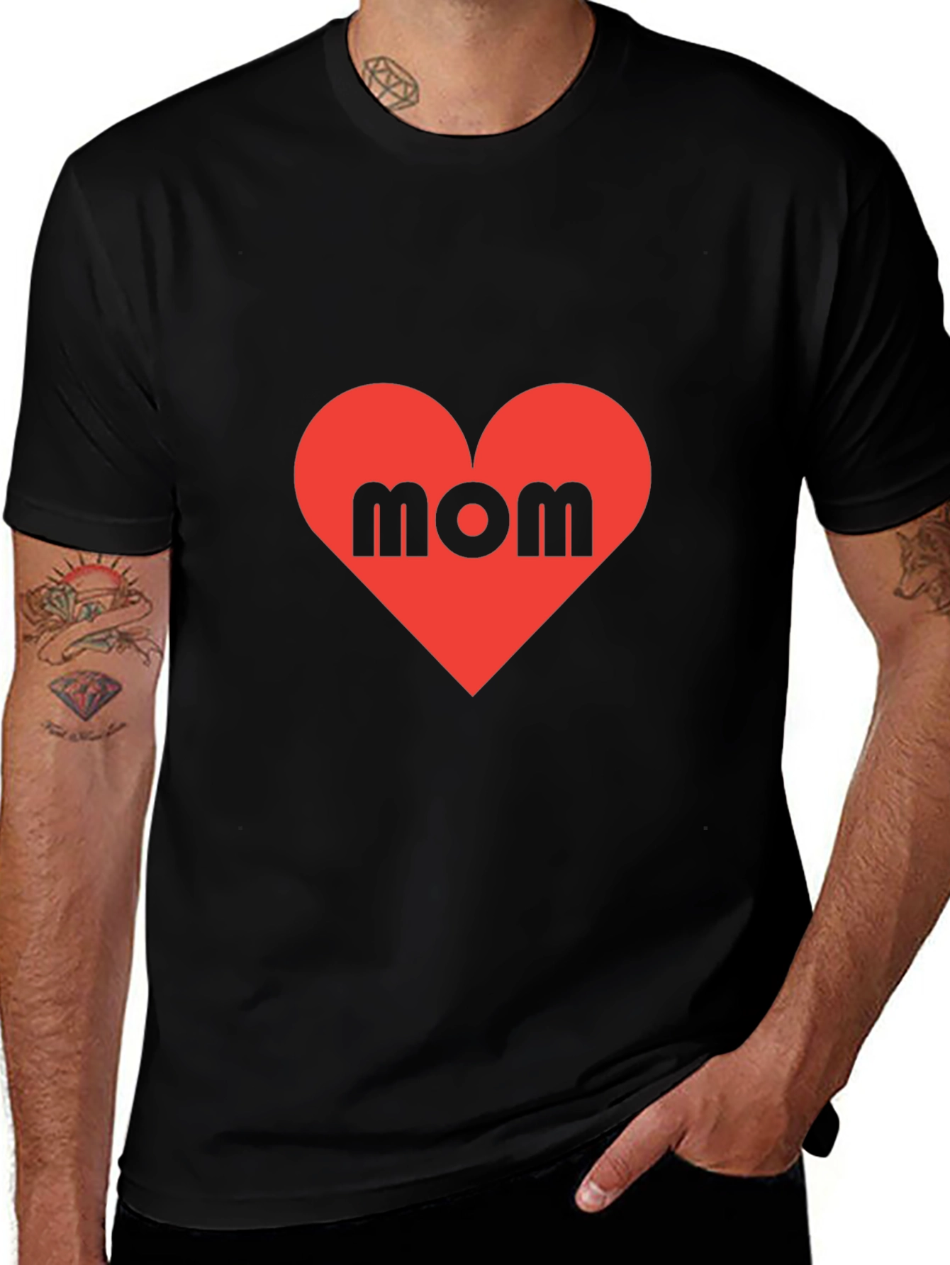 Mom Heart T-Shirt - Black Cotton Tee