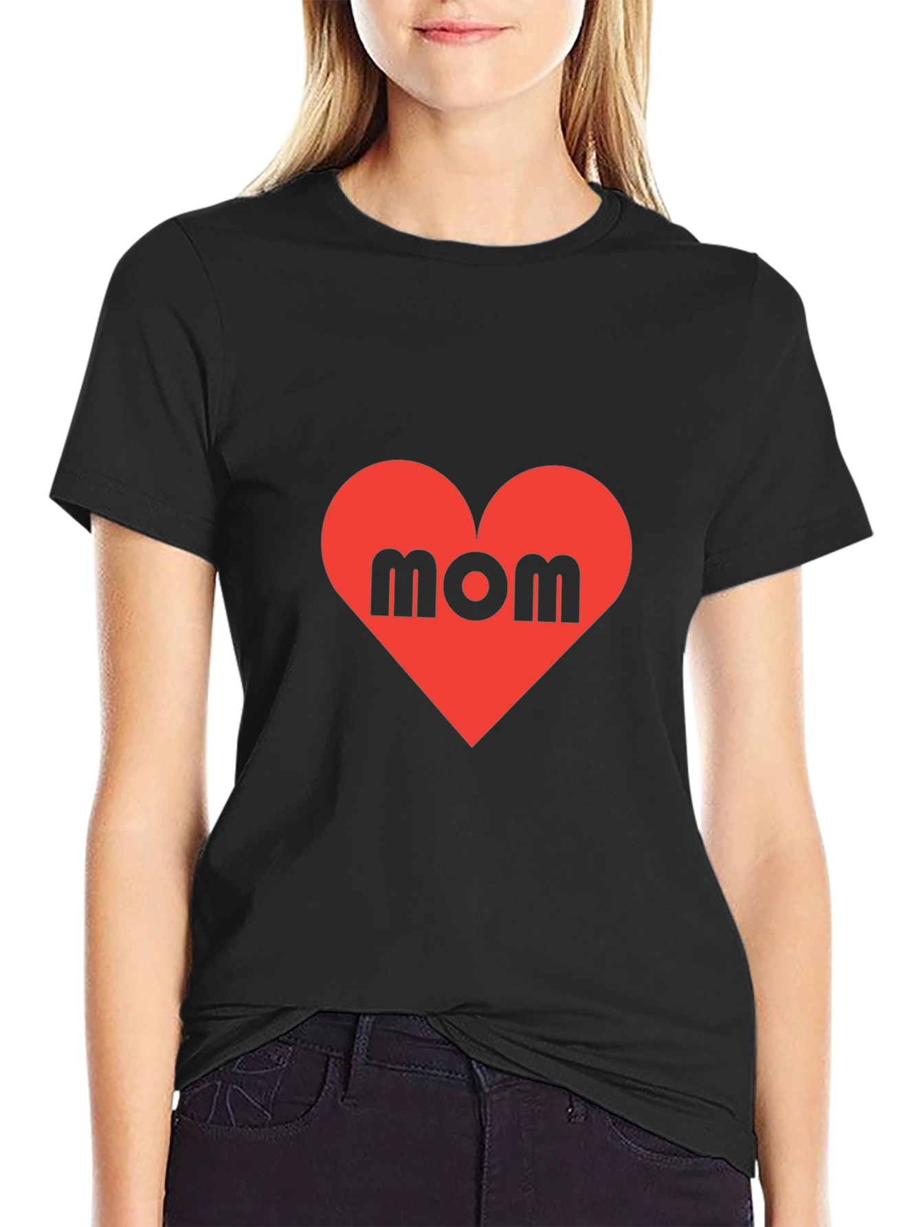 Mom Heart T-Shirt - Black Cotton Tee