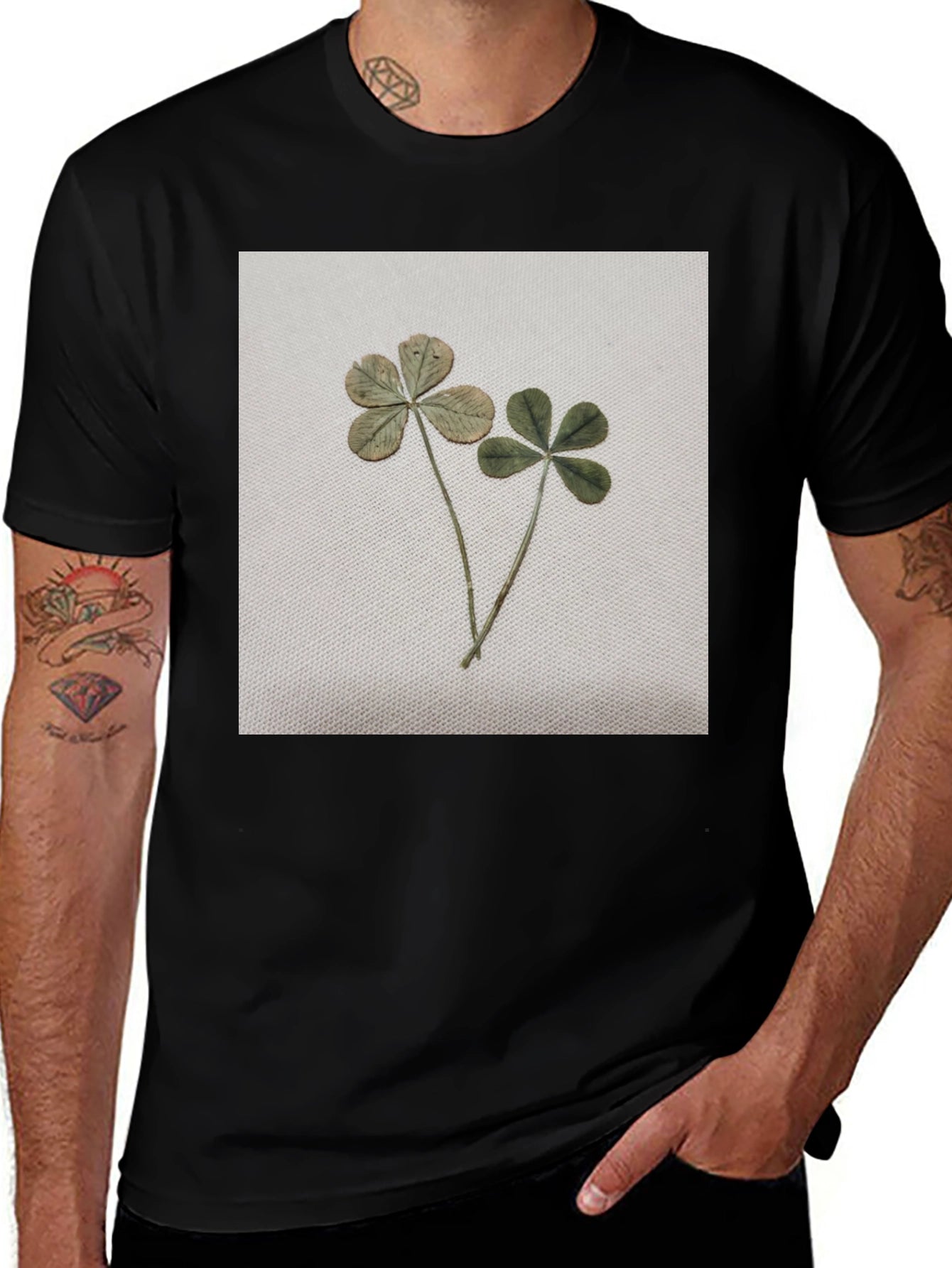 Clover Graphic Tee - Lucky Black Cotton T-Shirt