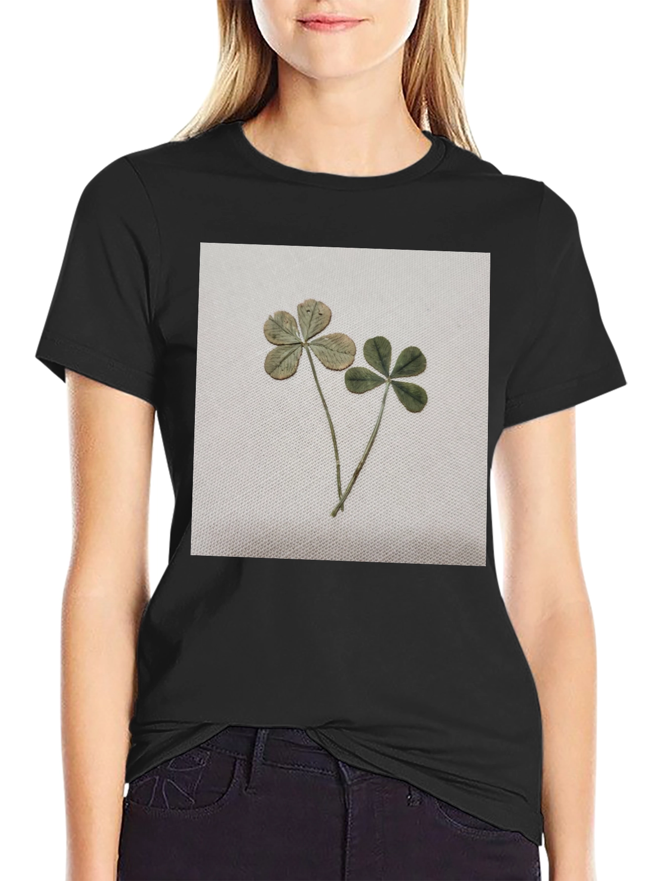 Clover Graphic Tee - Lucky Black Cotton T-Shirt