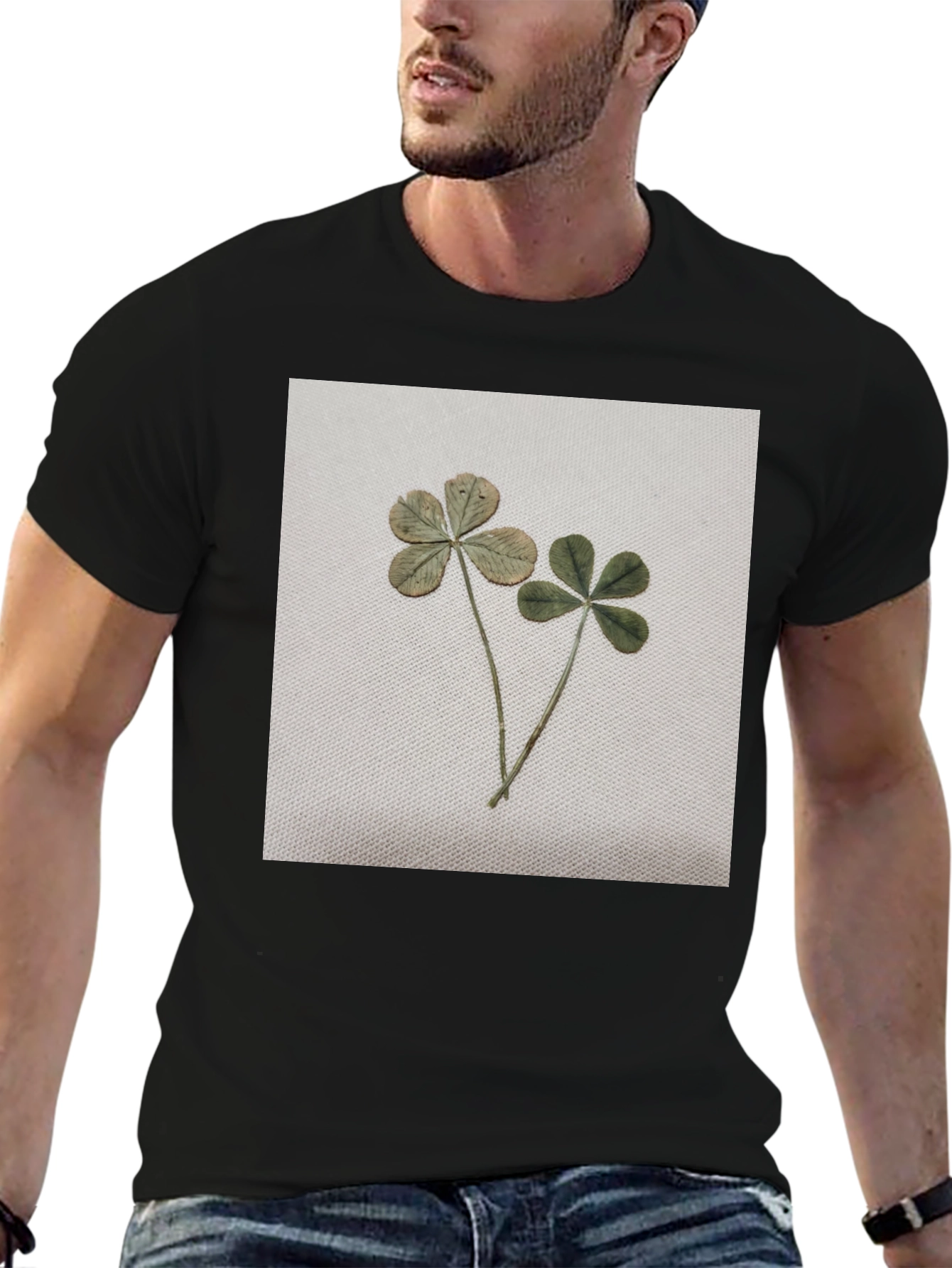 Clover Graphic Tee - Lucky Black Cotton T-Shirt