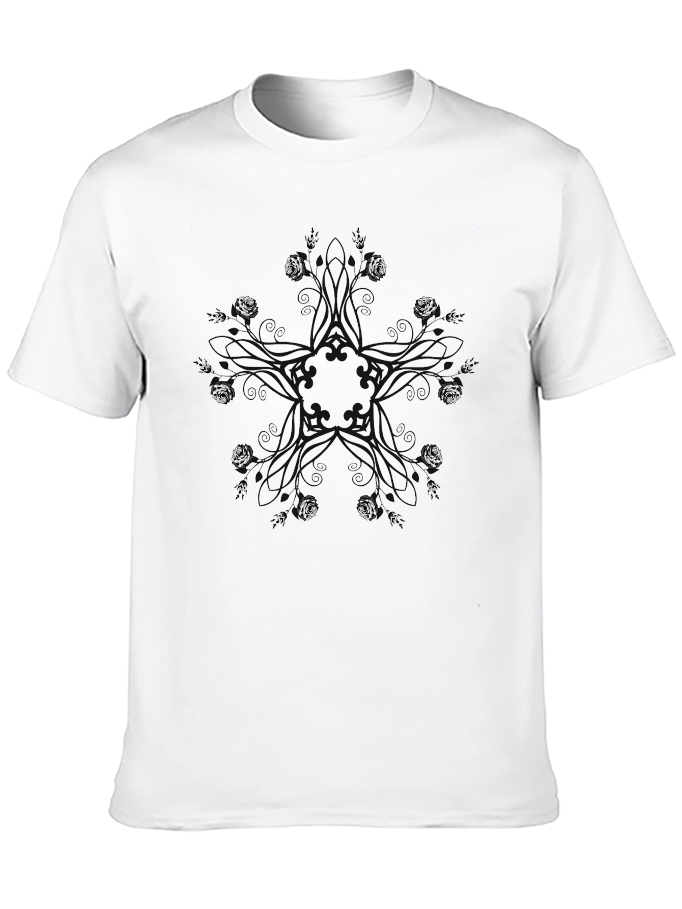 Mystic Rose Circle Black T-Shirt