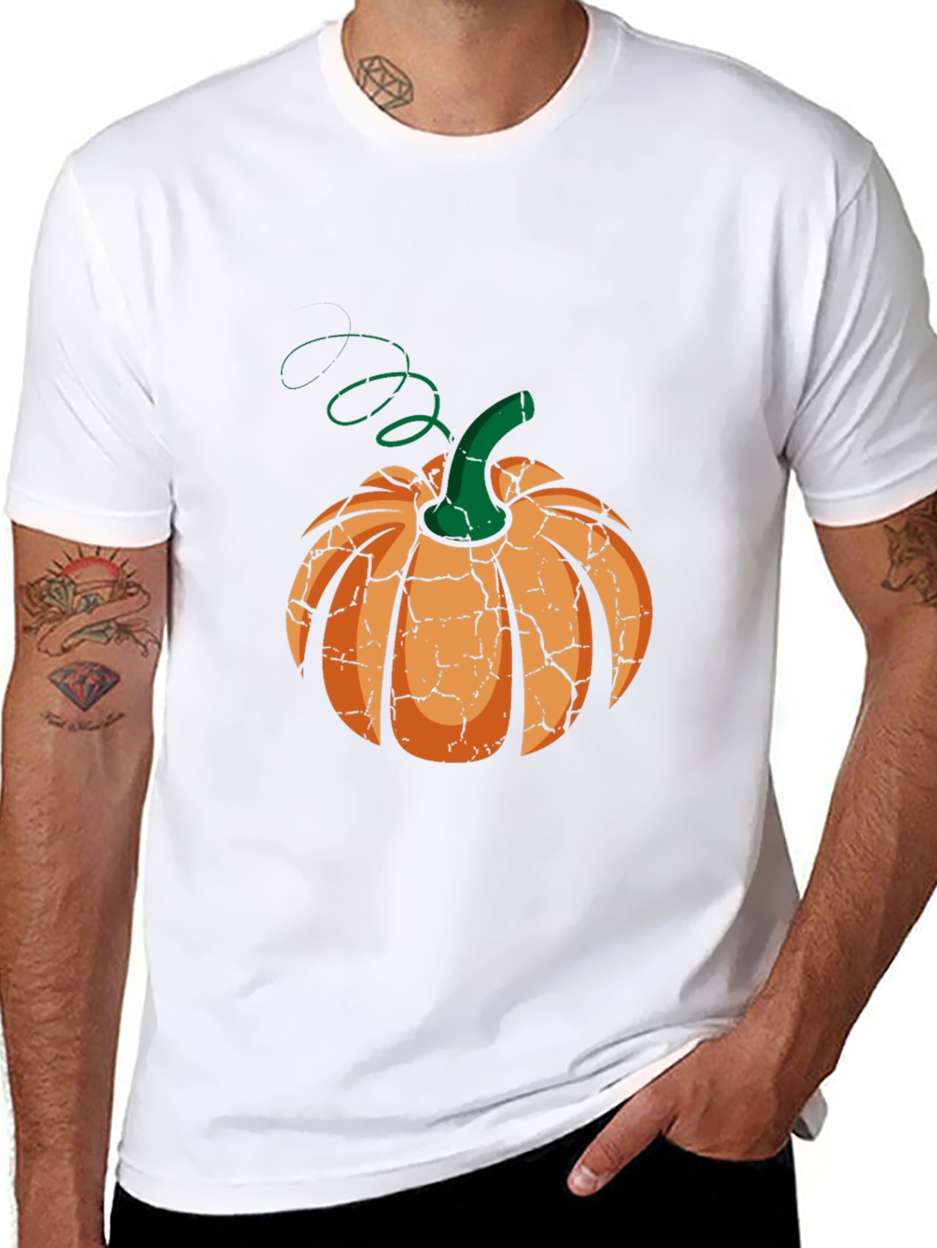 Cracked Pumpkin Graphic Tee - Halloween Style