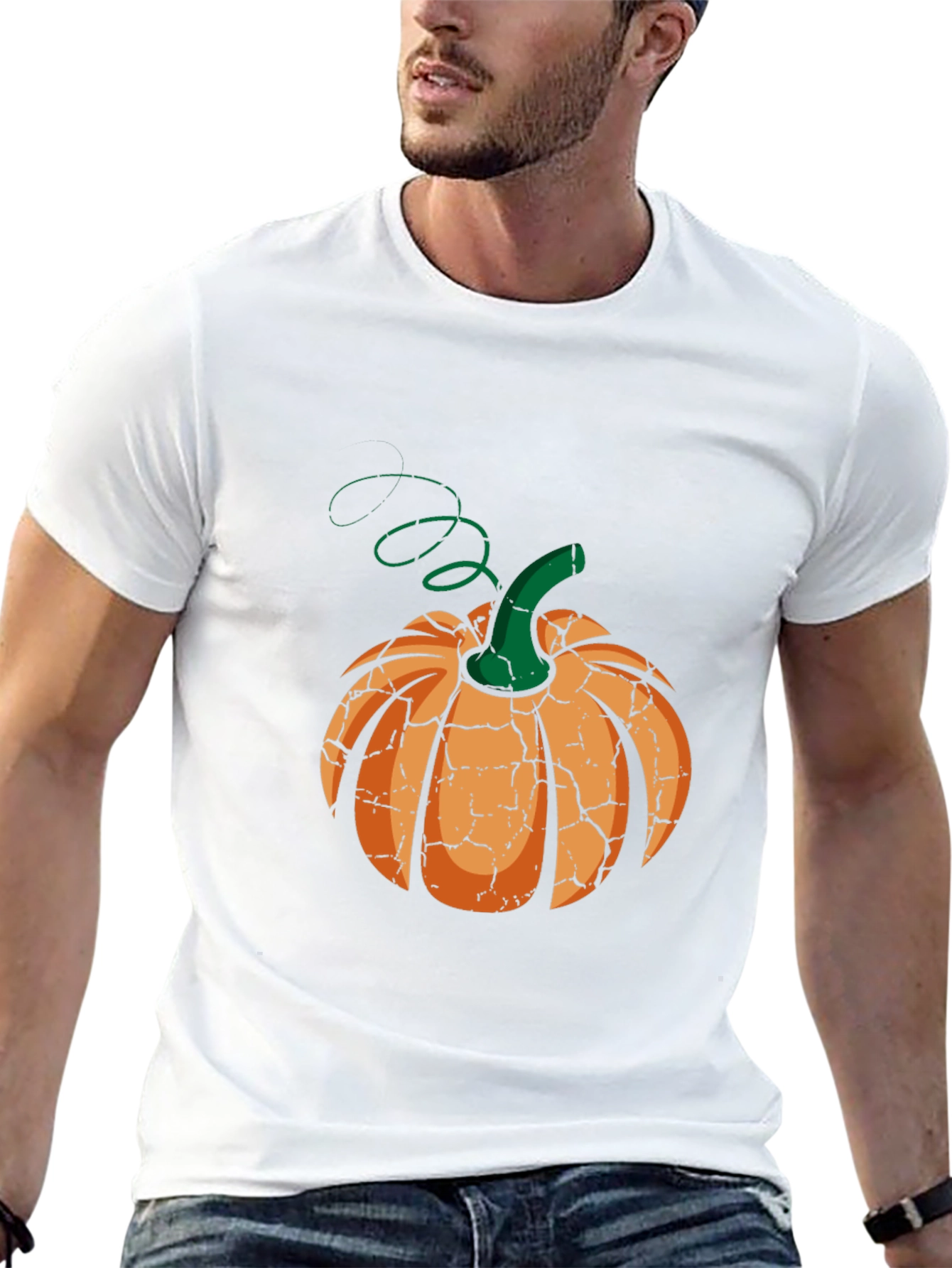 Cracked Pumpkin Graphic Tee - Halloween Style