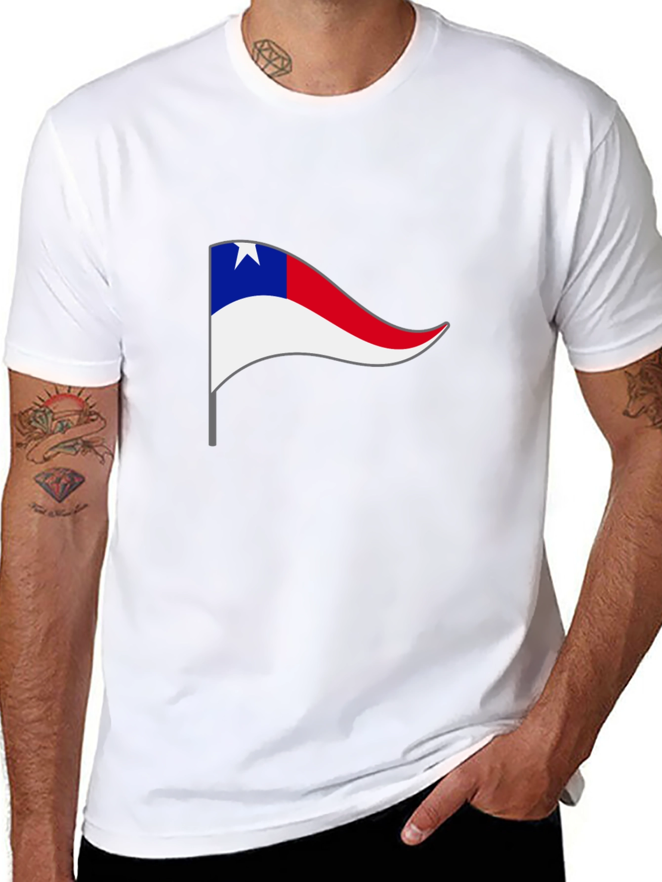 Chilean Pennant Flag T-Shirt - Black Cotton Tee