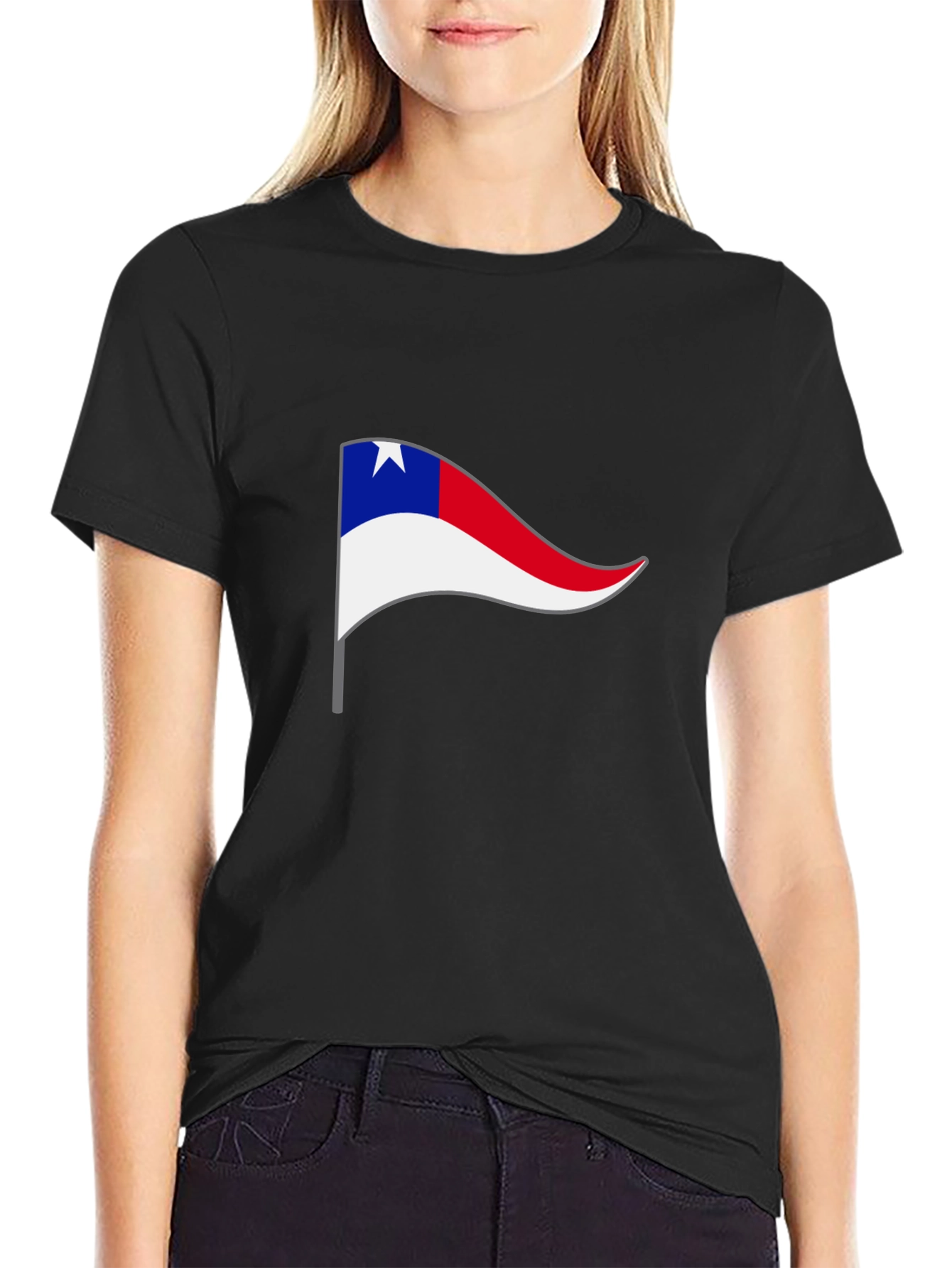 Chilean Pennant Flag T-Shirt - Black Cotton Tee