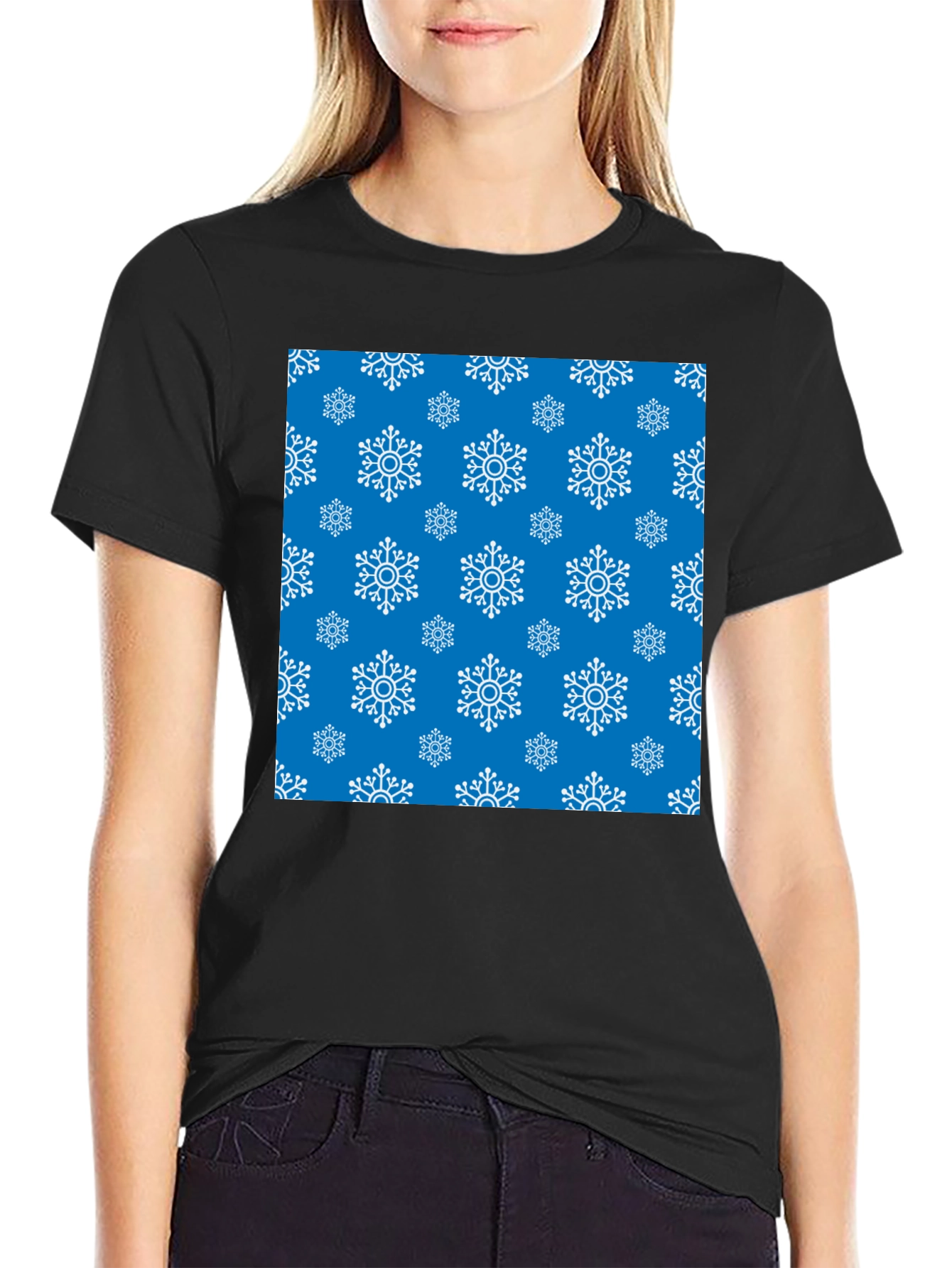 Snowflake Pattern Crew Neck T-Shirt