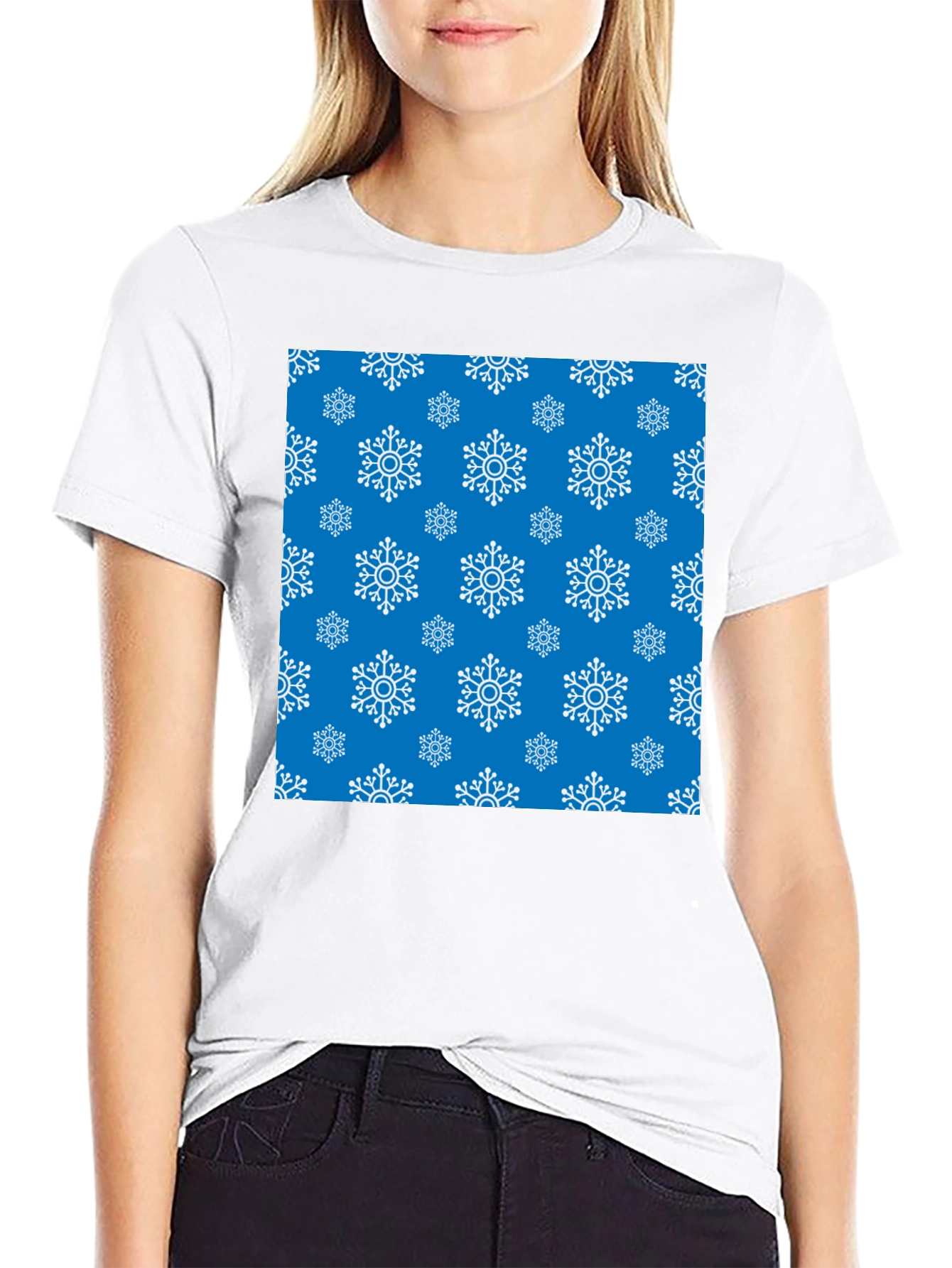 Snowflake Pattern Crew Neck T-Shirt