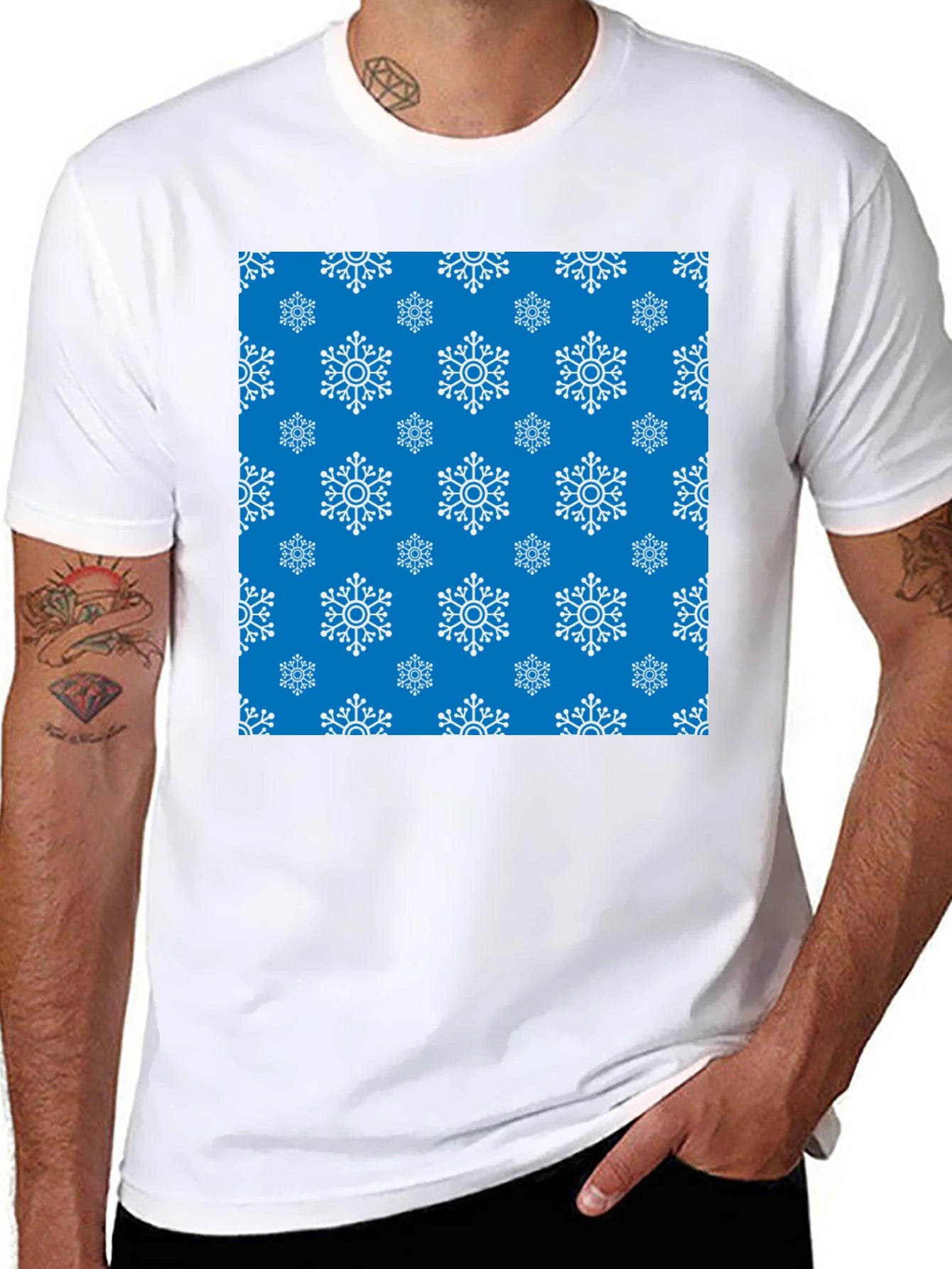 Snowflake Pattern Crew Neck T-Shirt