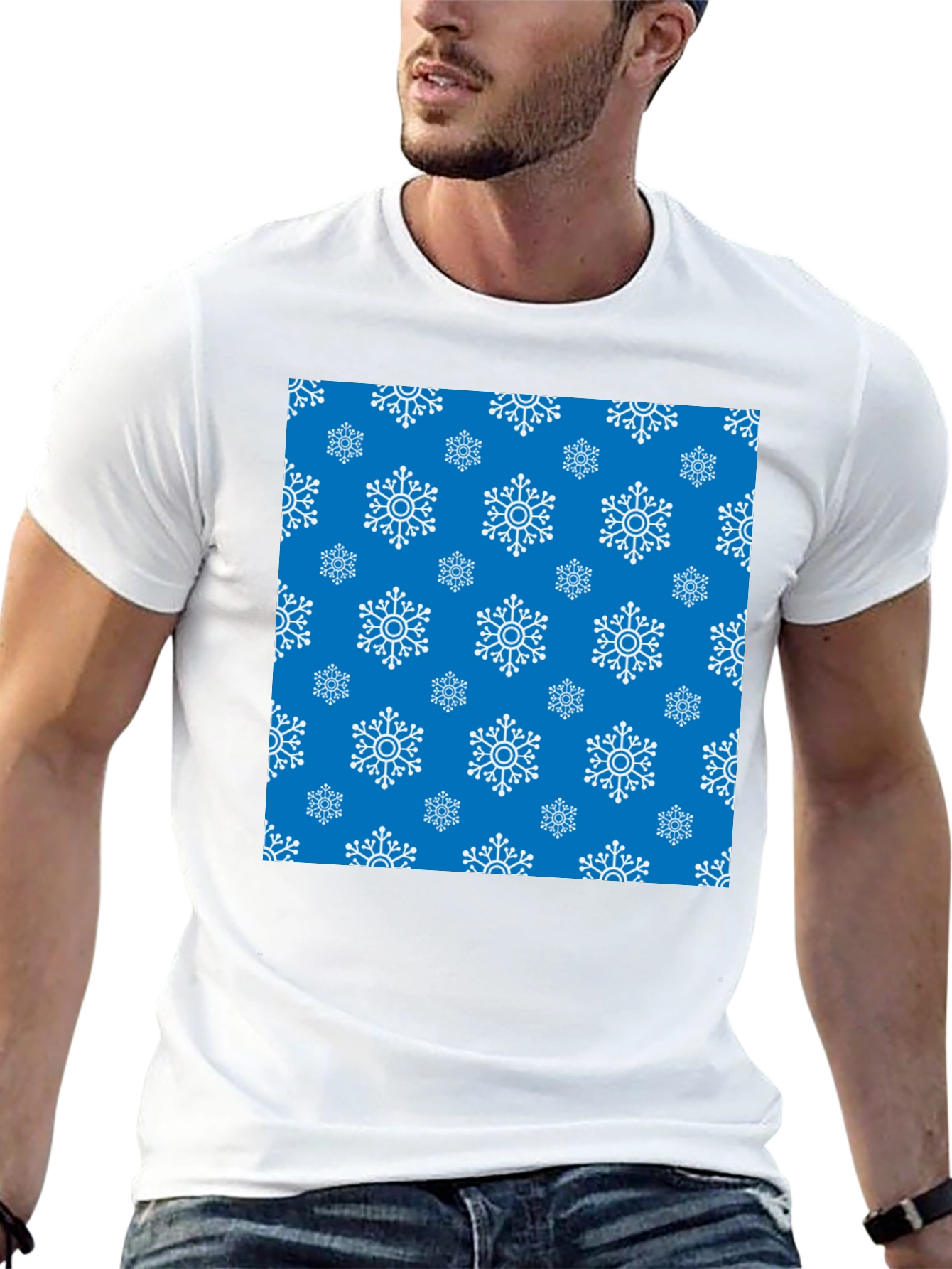 Snowflake Pattern Crew Neck T-Shirt