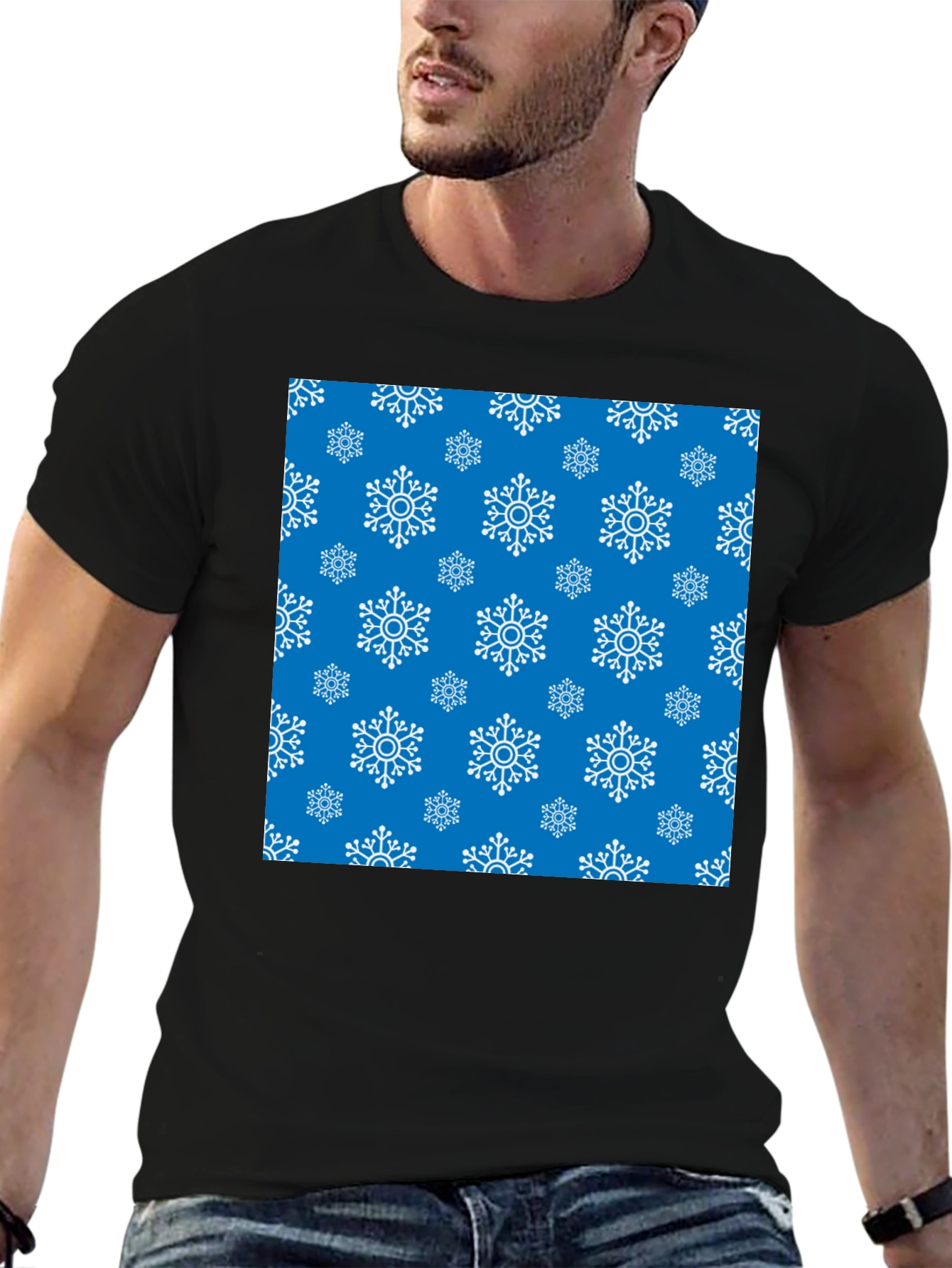 Snowflake Pattern Crew Neck T-Shirt