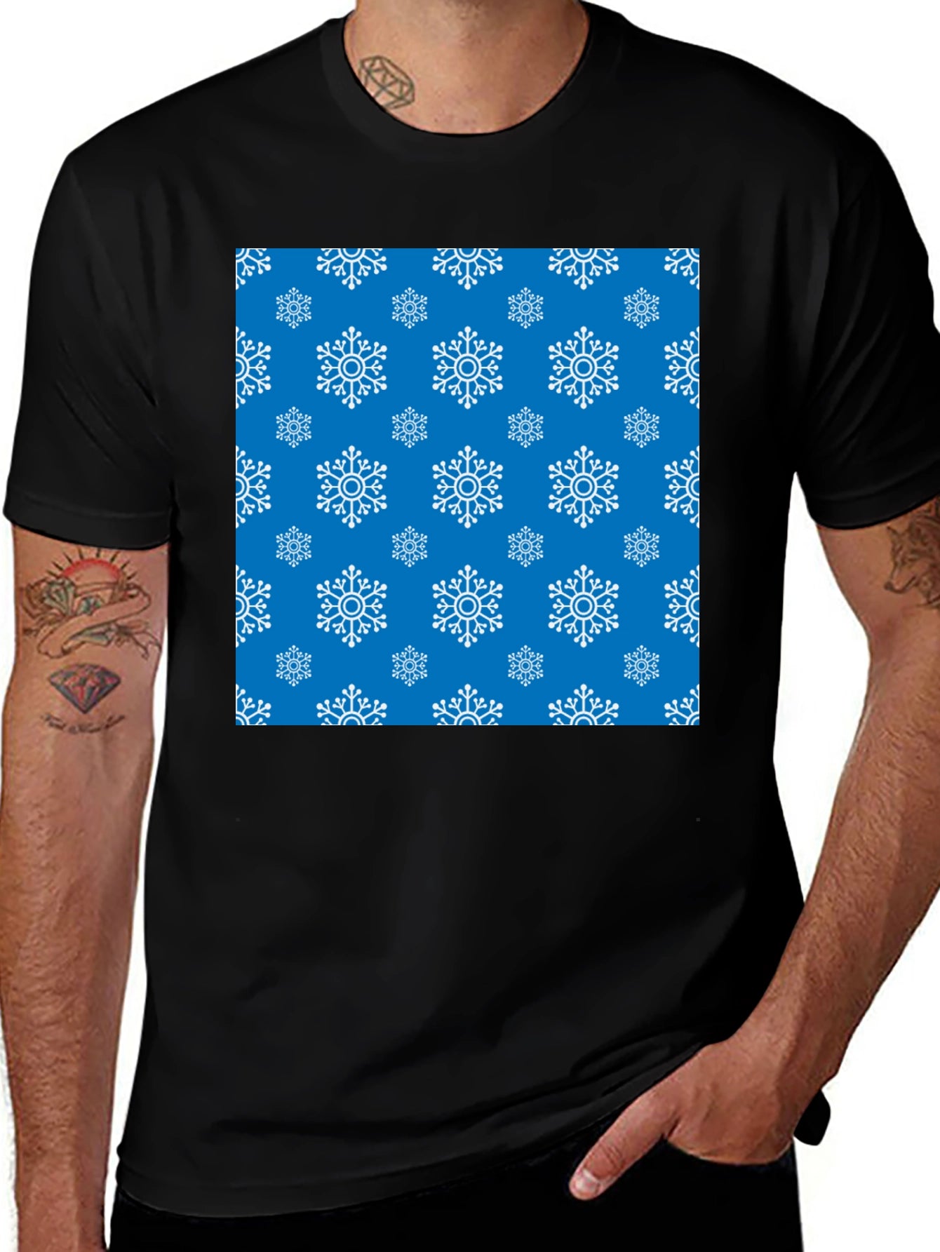 Snowflake Pattern Crew Neck T-Shirt