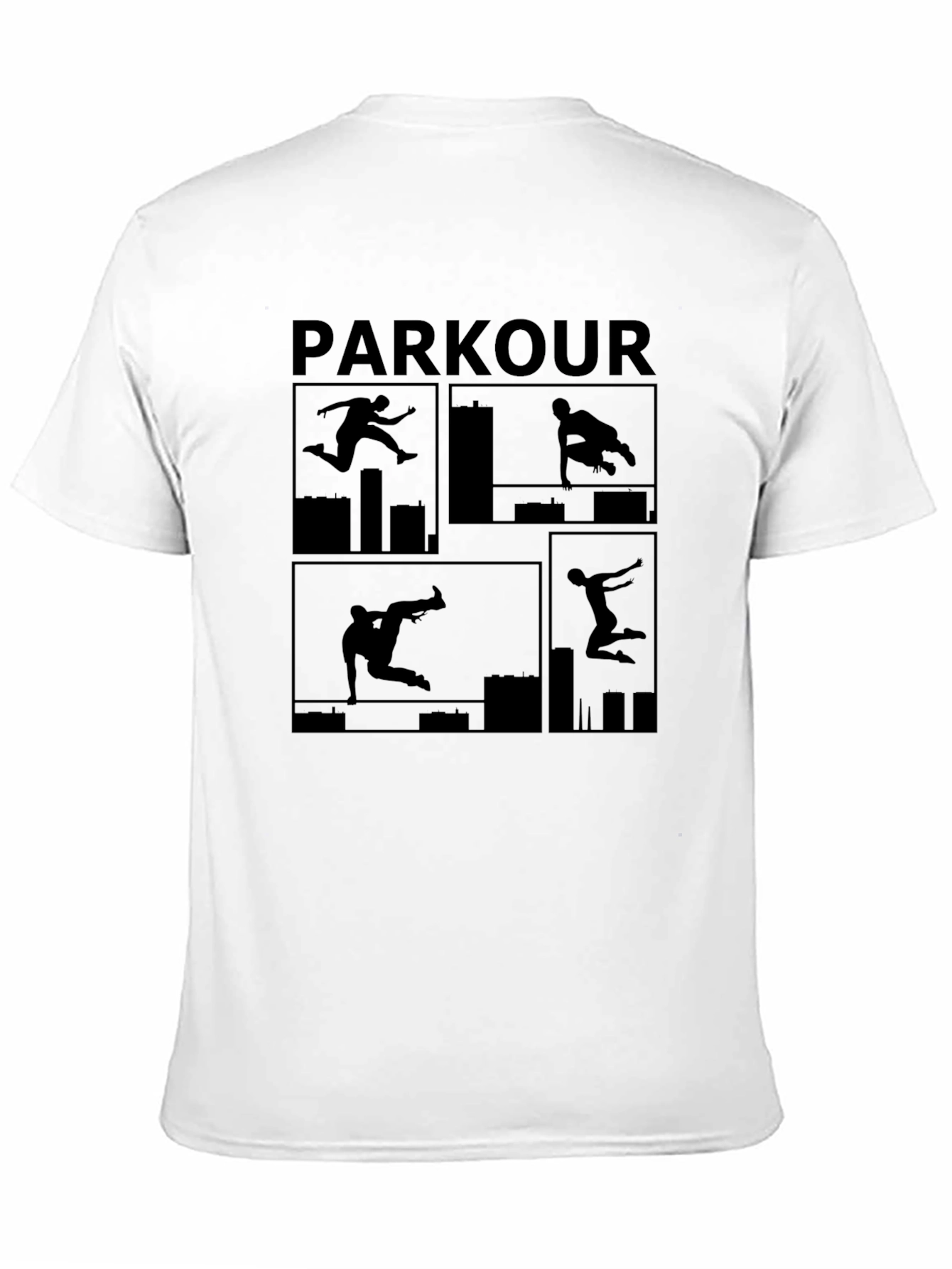 Parkour Silhouette Graphic Black T-Shirt