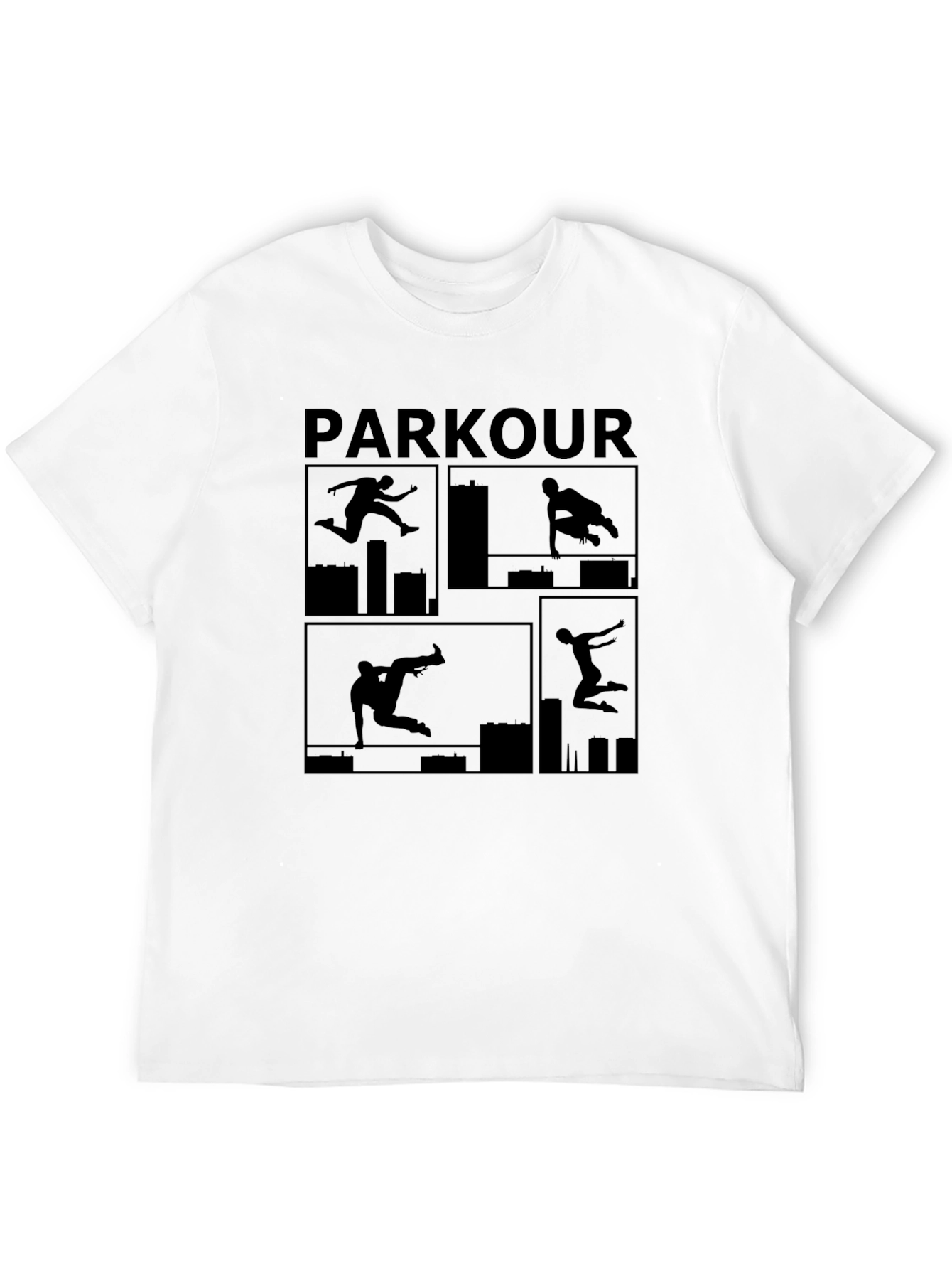 Parkour Silhouette Graphic Black T-Shirt