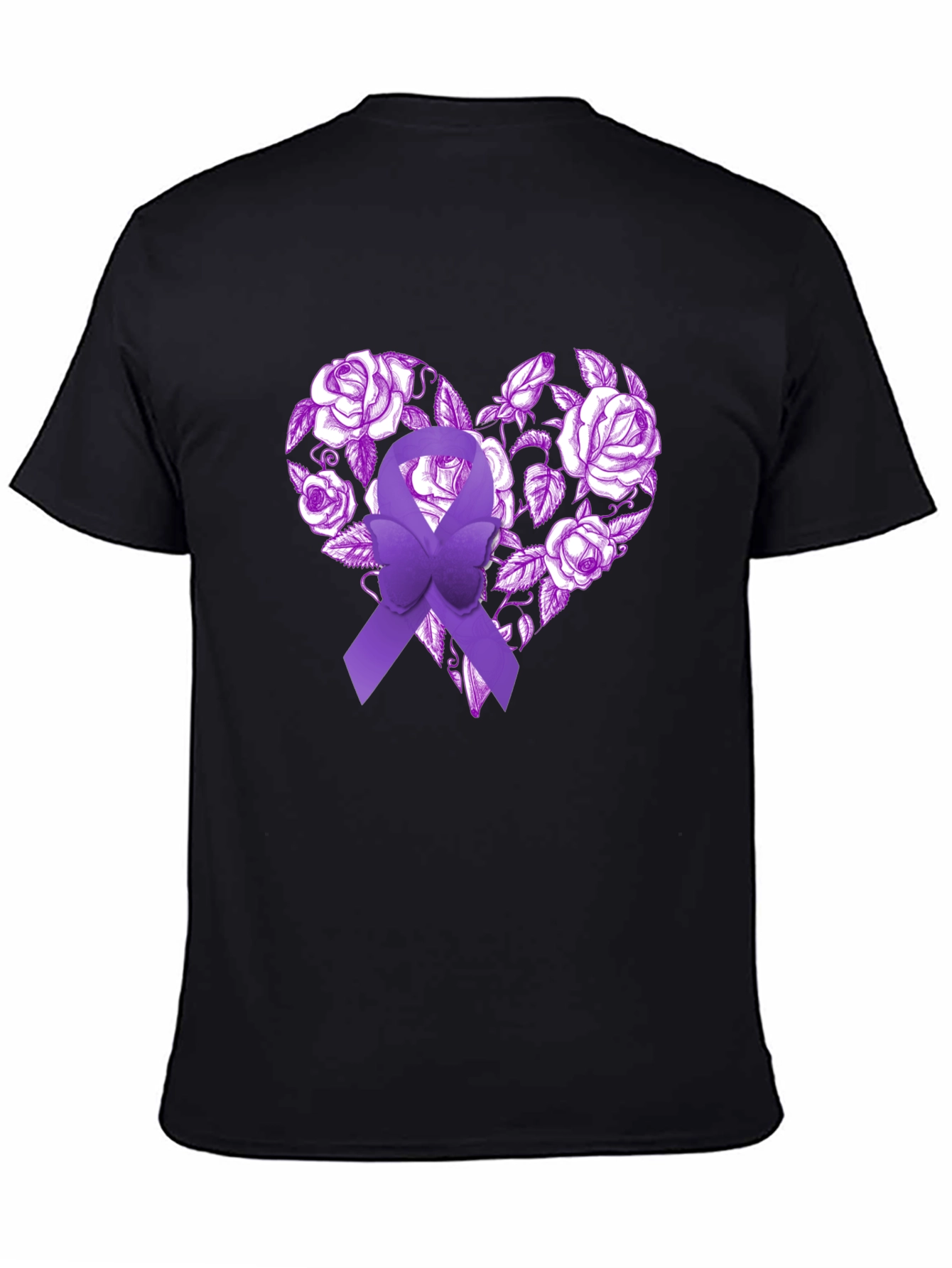 Purple Ribbon Heart Floral T-Shirt - Awareness Tee