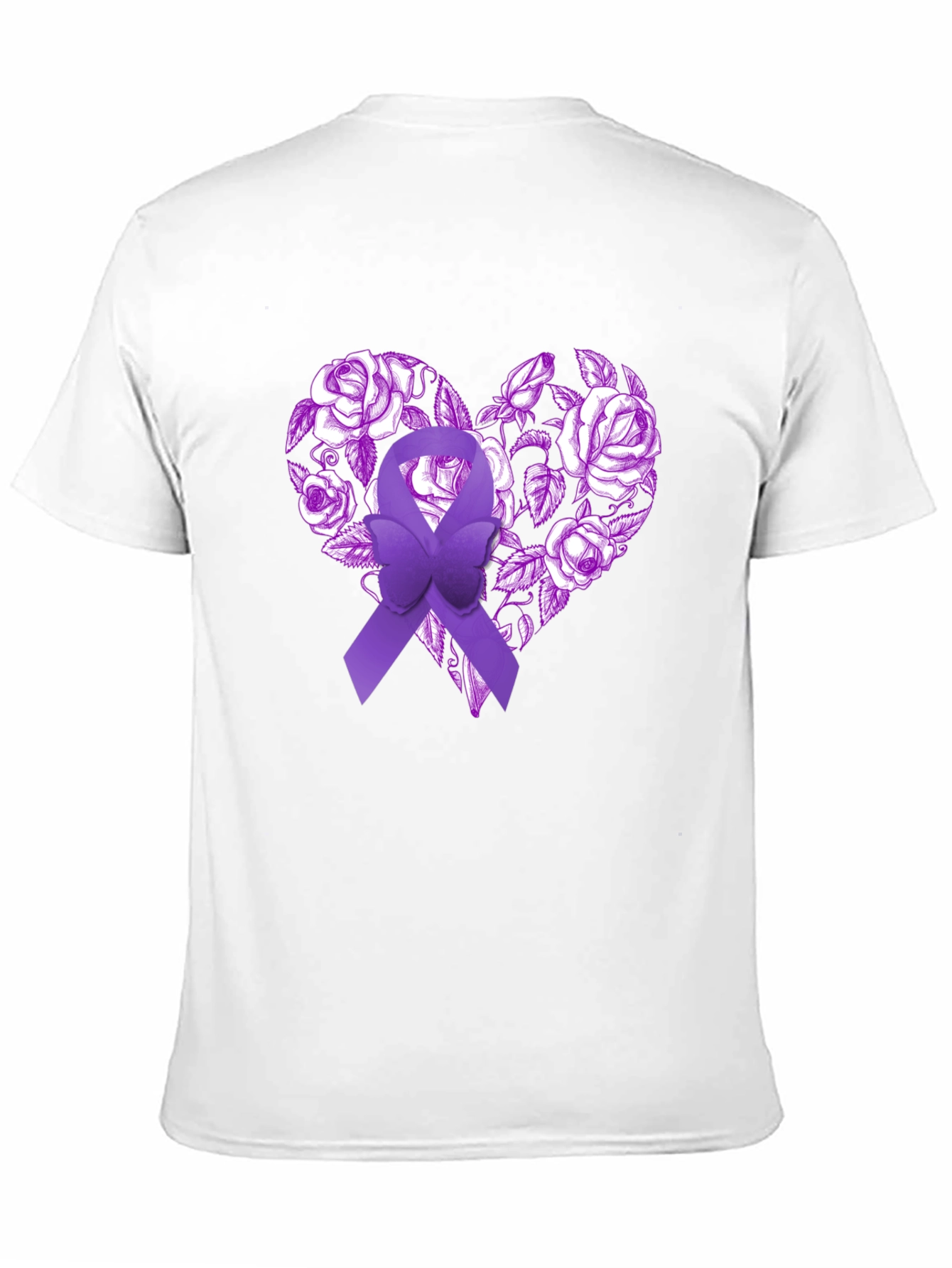 Purple Ribbon Heart Floral T-Shirt - Awareness Tee