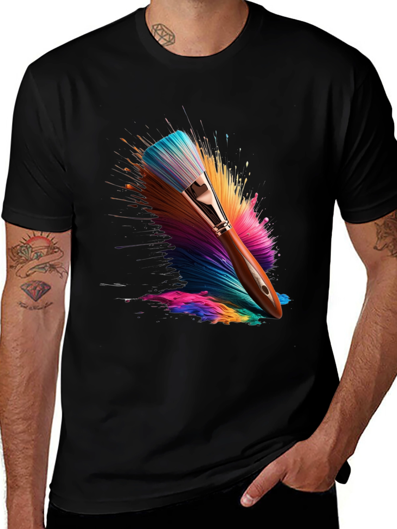Colorful Paintbrush Graphic T-Shirt