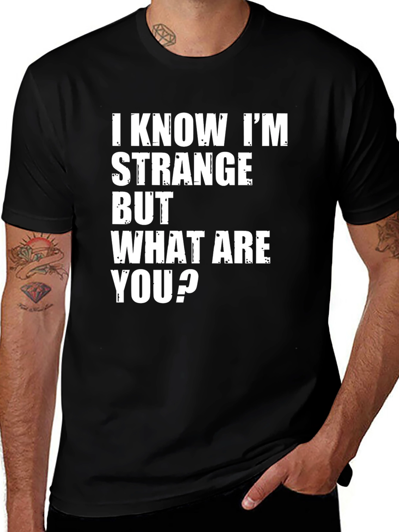 I KNOW IM STRANGE Mens Graphic T-Shirt