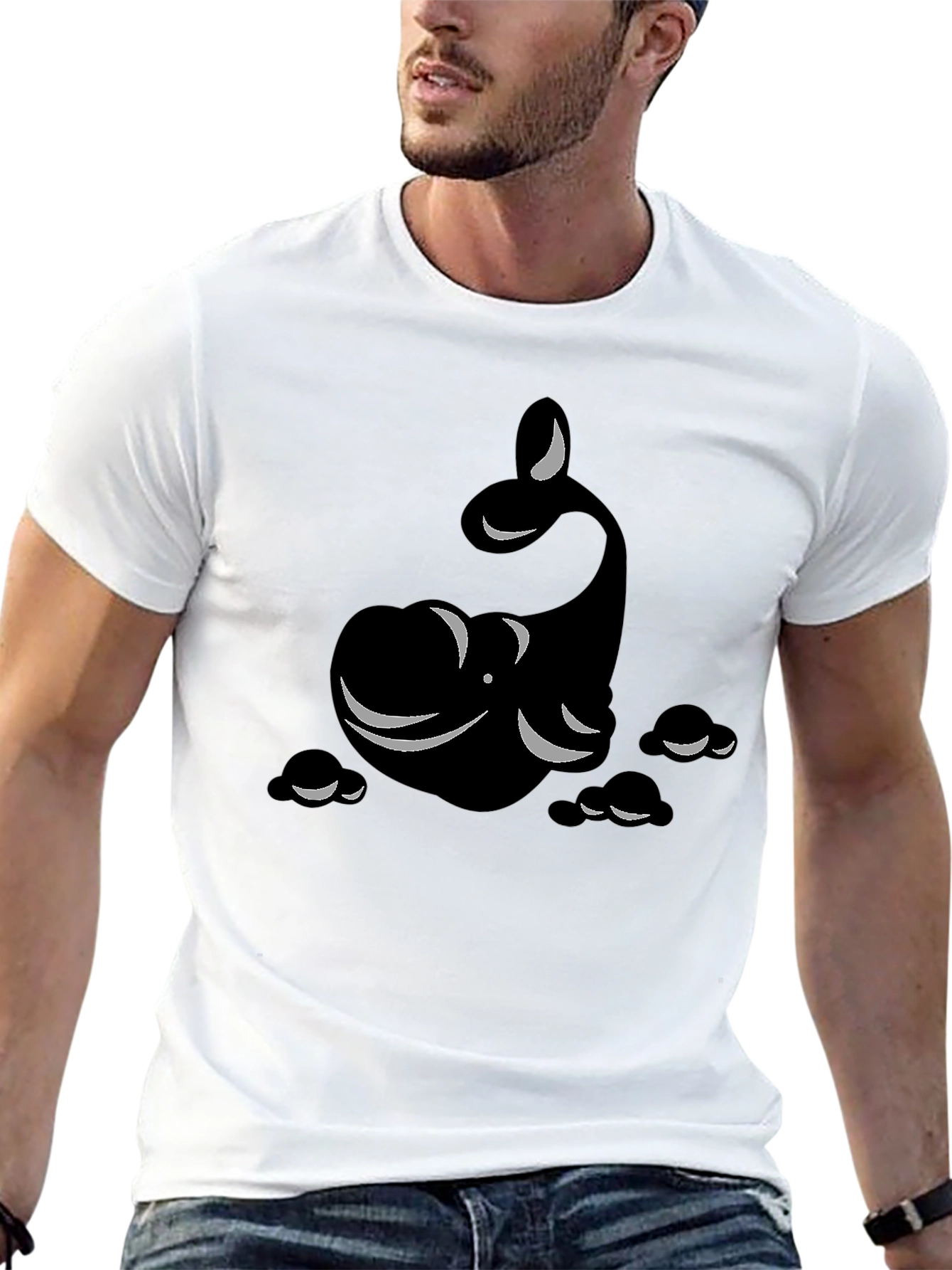 Whimsical Whale Graphic Tee - Black Cotton Comfort