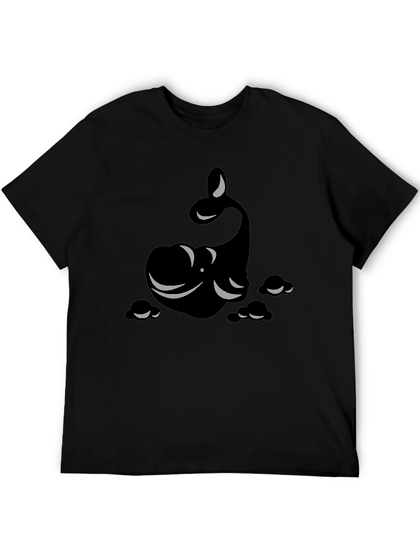 Whimsical Whale Graphic Tee - Black Cotton Comfort