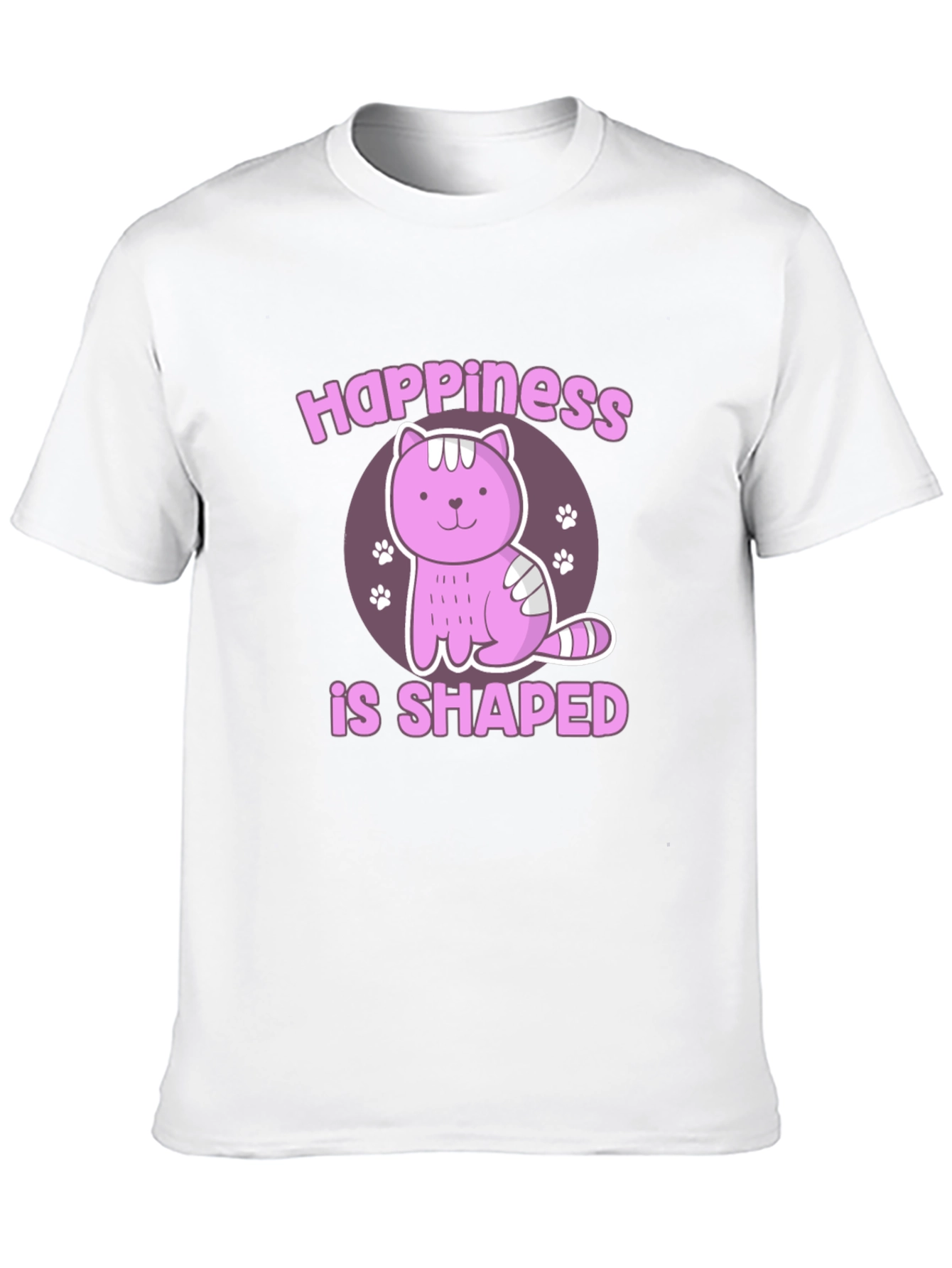 Happiness Shaped Cat Graphic T-Shirt