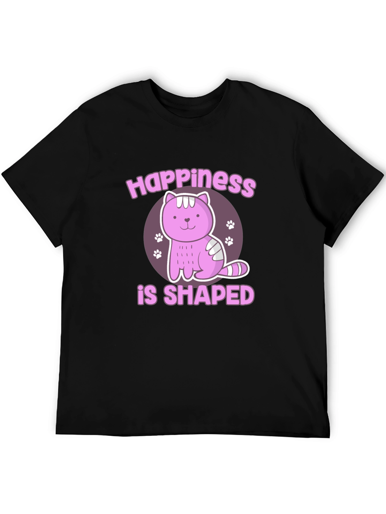 Happiness Shaped Cat Graphic T-Shirt