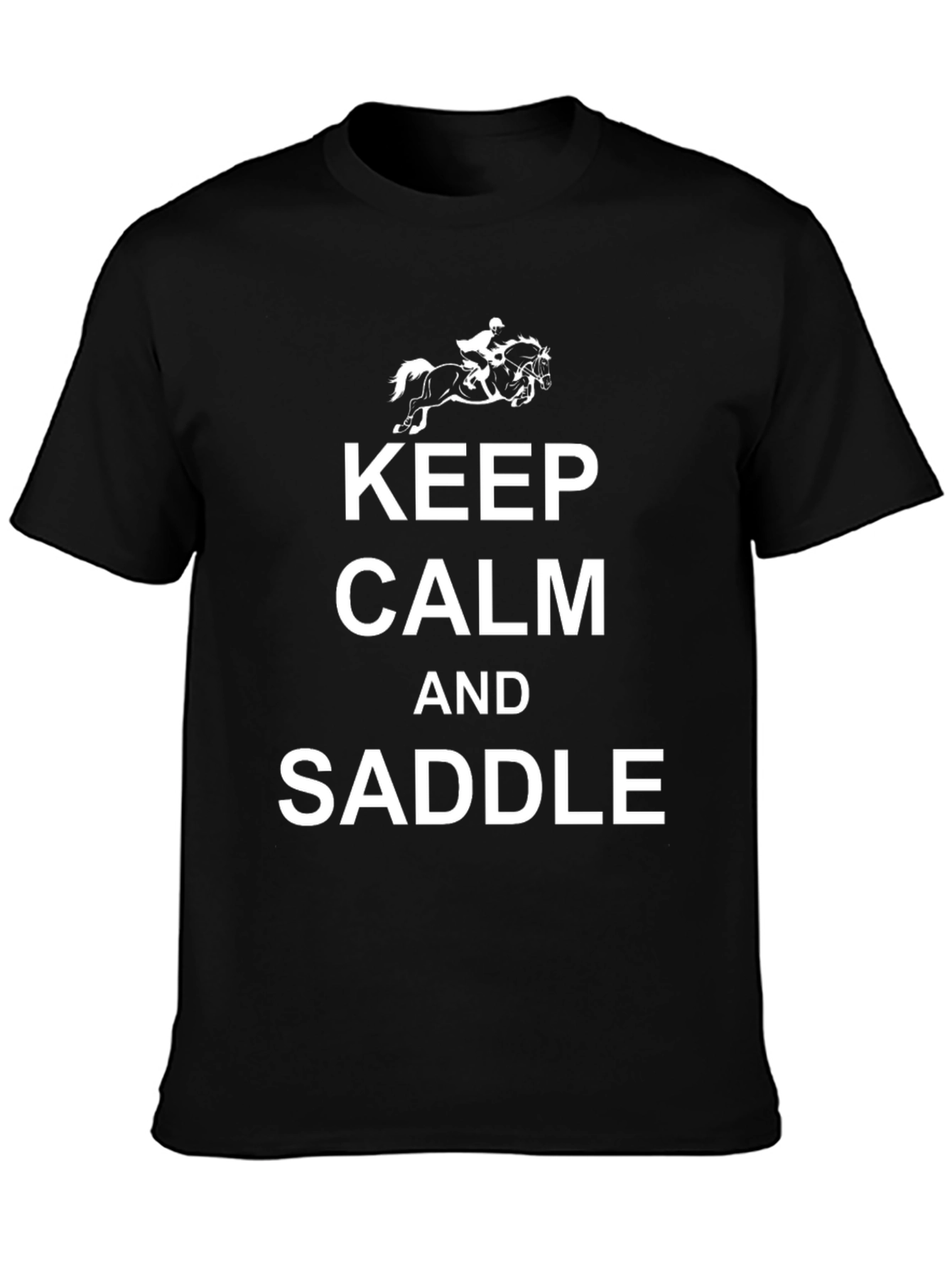 Keep Calm and Saddle On - Black Graphic T-Shirt