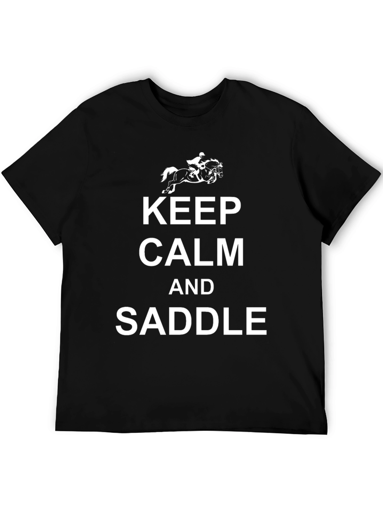Keep Calm and Saddle On - Black Graphic T-Shirt