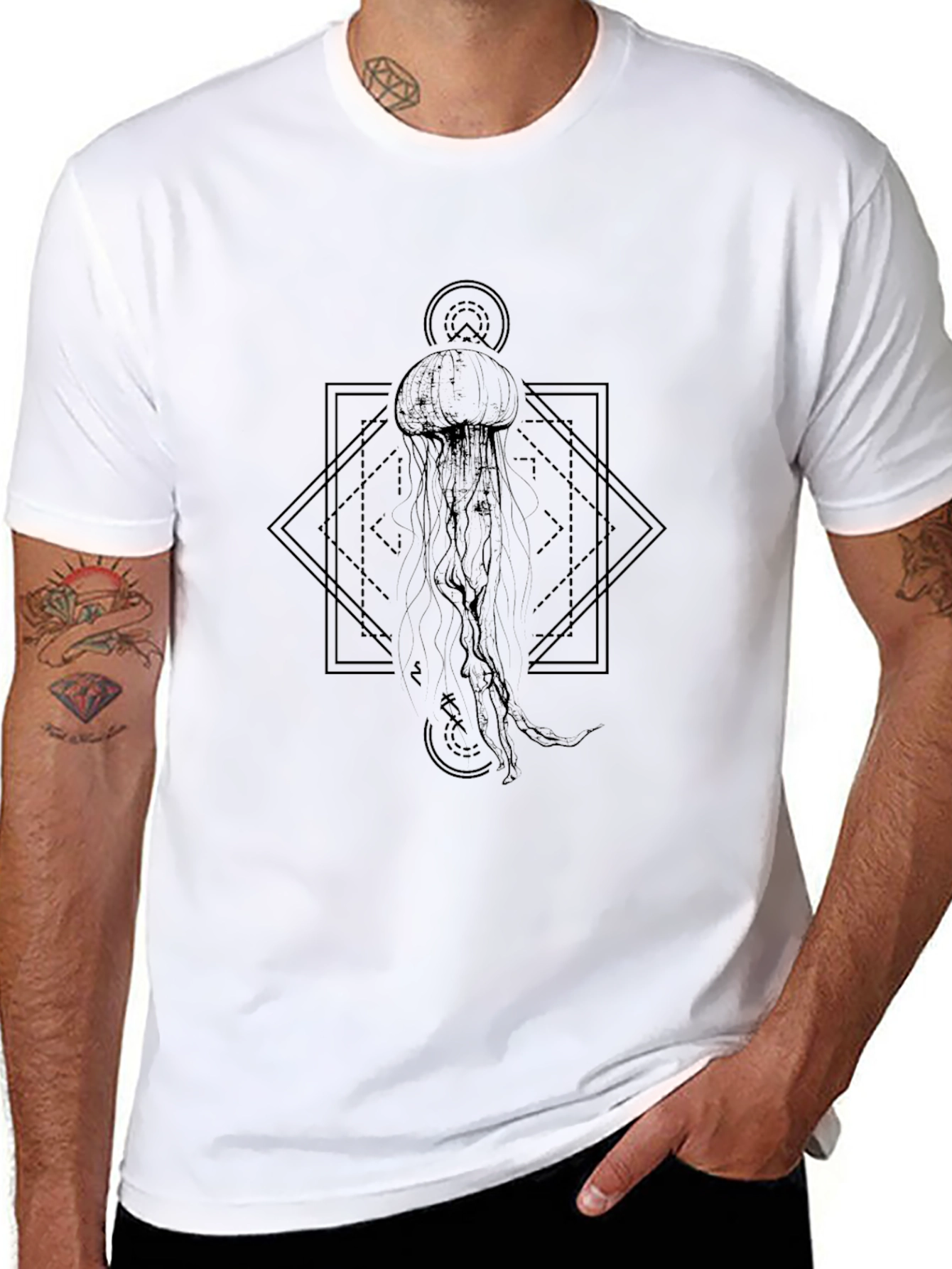 Jellyfish Graphic Print Black T-Shirt