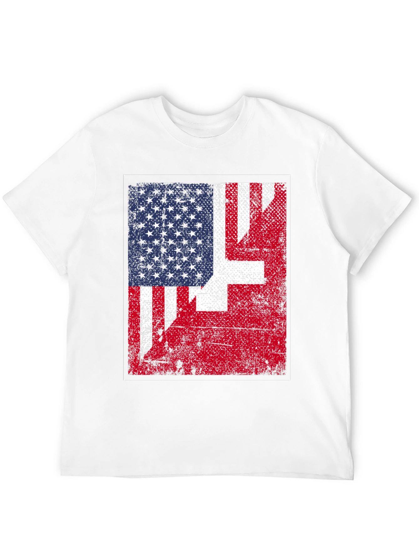 US & Swiss Flag Graphic T-Shirt