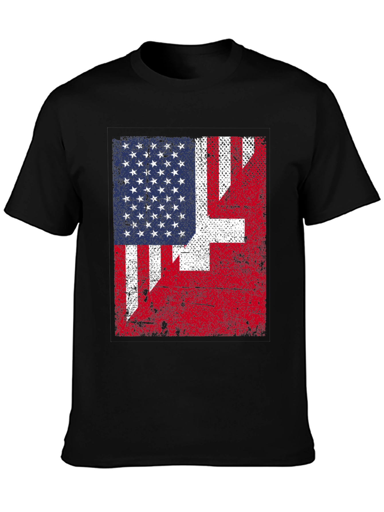 US & Swiss Flag Graphic T-Shirt