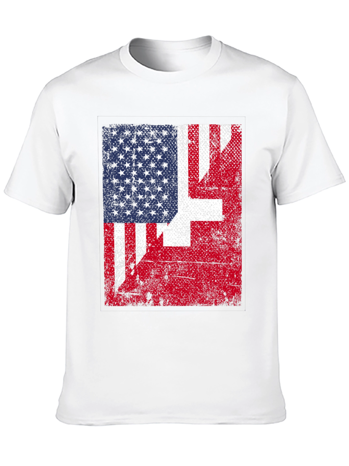 US & Swiss Flag Graphic T-Shirt