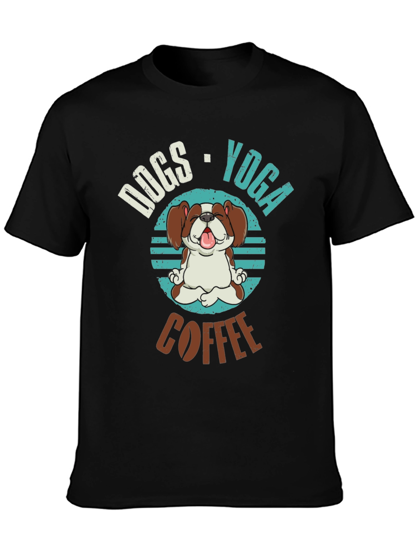 Dogs Yoga Coffee Graphic T-Shirt