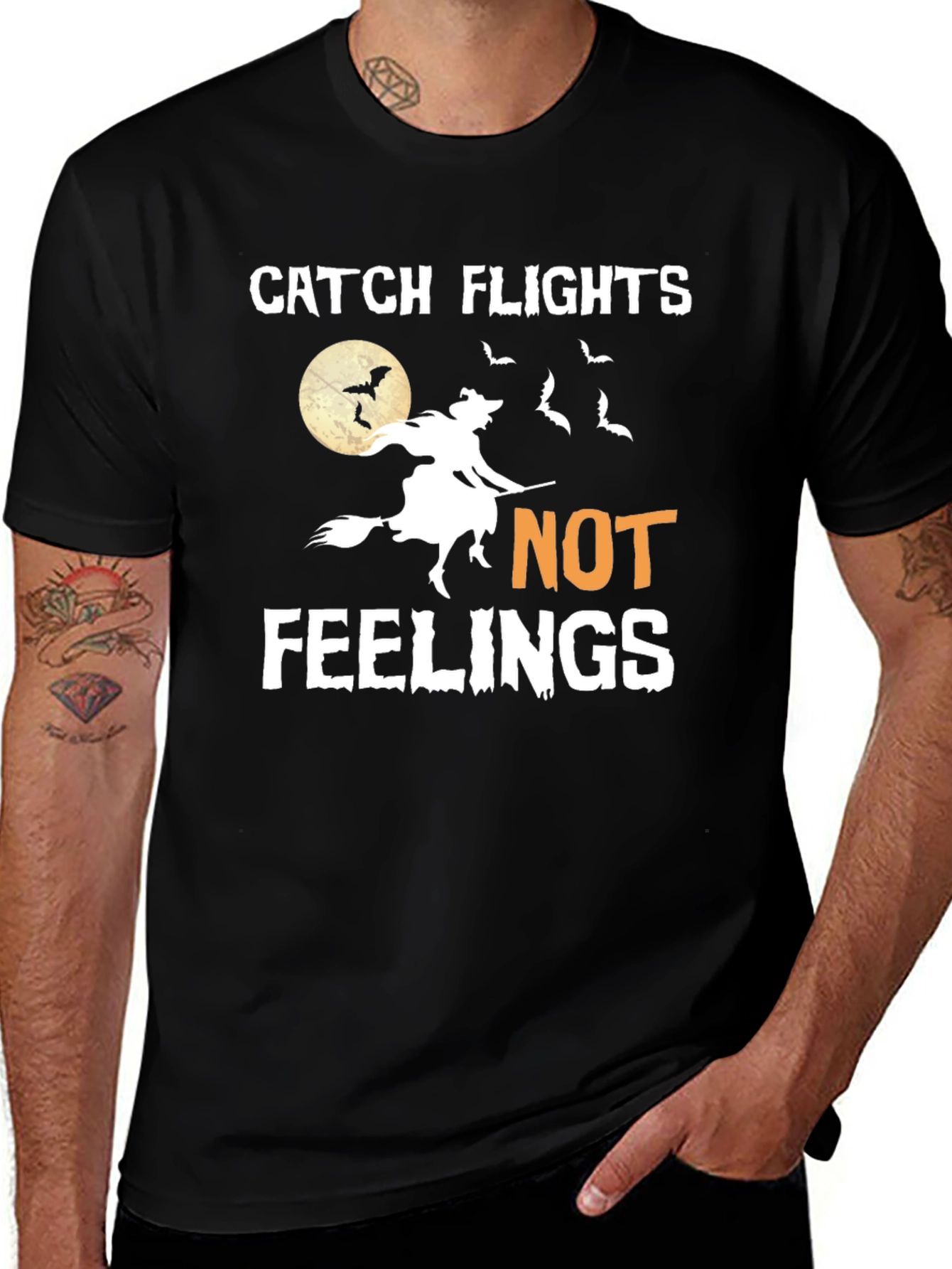 Catch Flights Not Feelings Halloween Witch T-Shirt