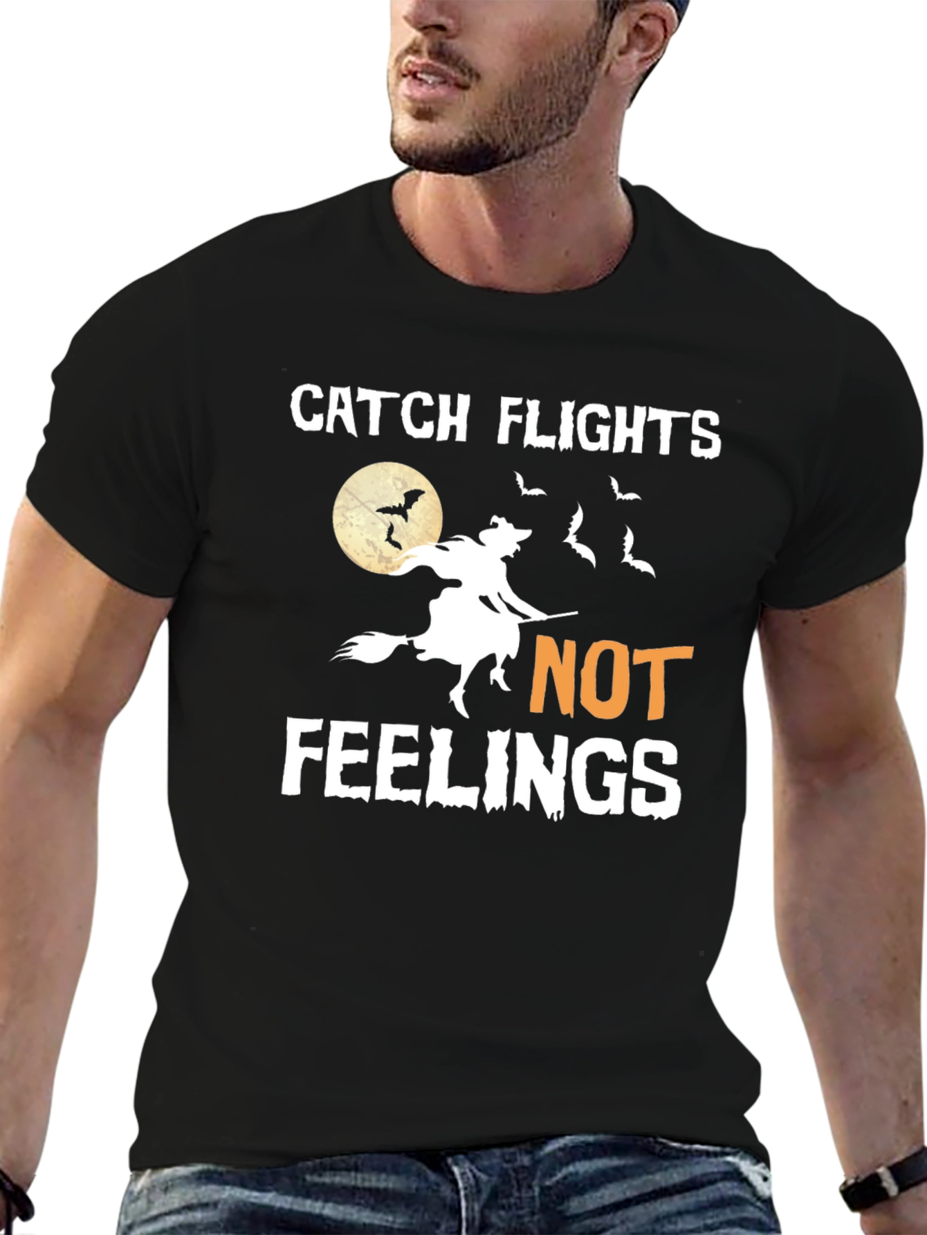 Catch Flights Not Feelings Halloween Witch T-Shirt