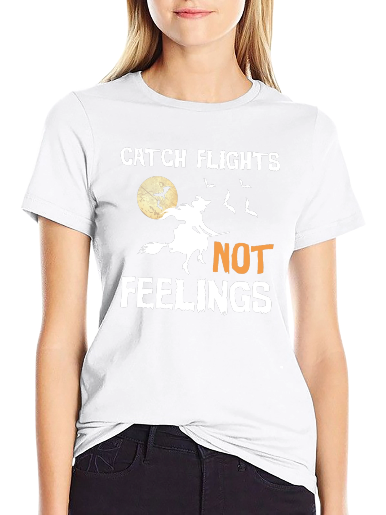 Catch Flights Not Feelings Halloween Witch T-Shirt