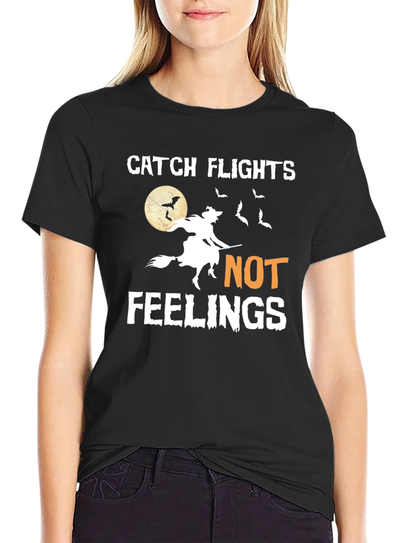 Catch Flights Not Feelings Halloween Witch T-Shirt