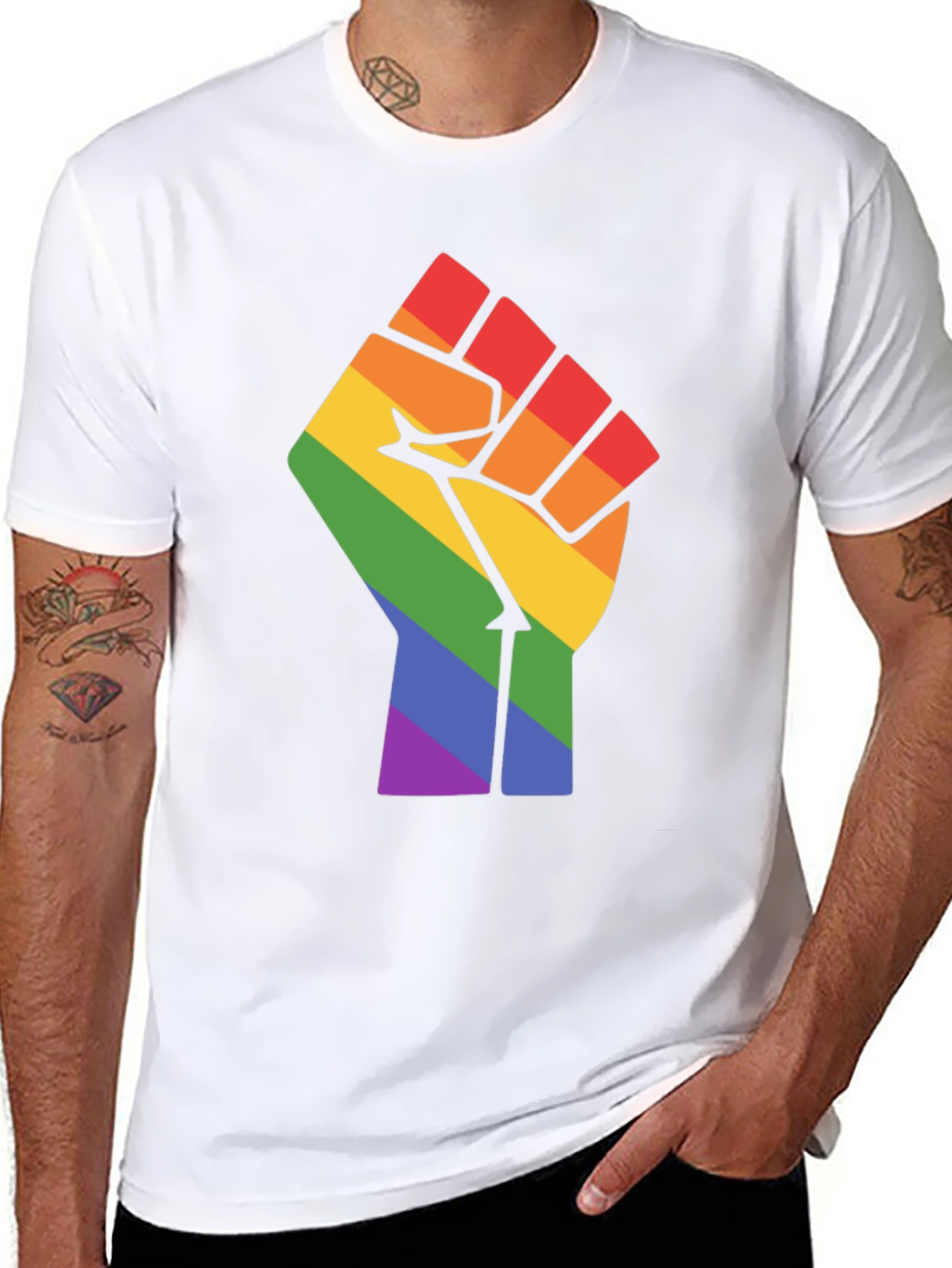 Pride Fist Graphic Tee - Black Cotton Blend