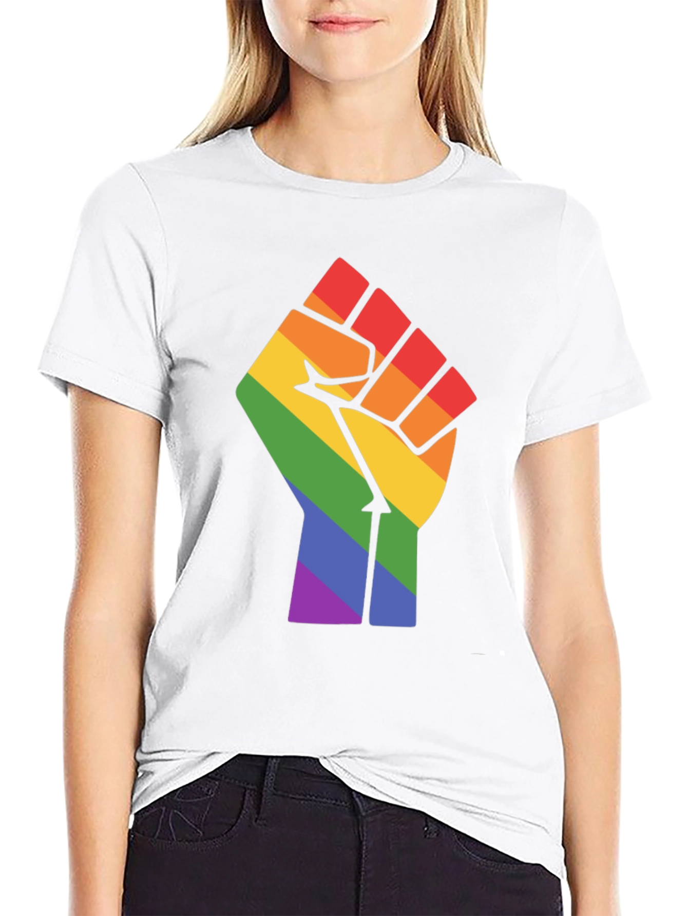Pride Fist Graphic Tee - Black Cotton Blend