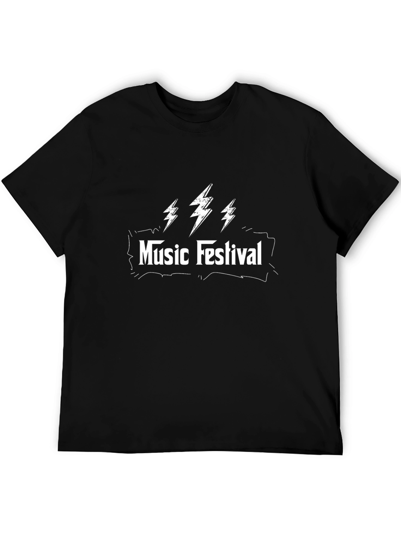 Music Festival Graphic Print Crewneck T-Shirt