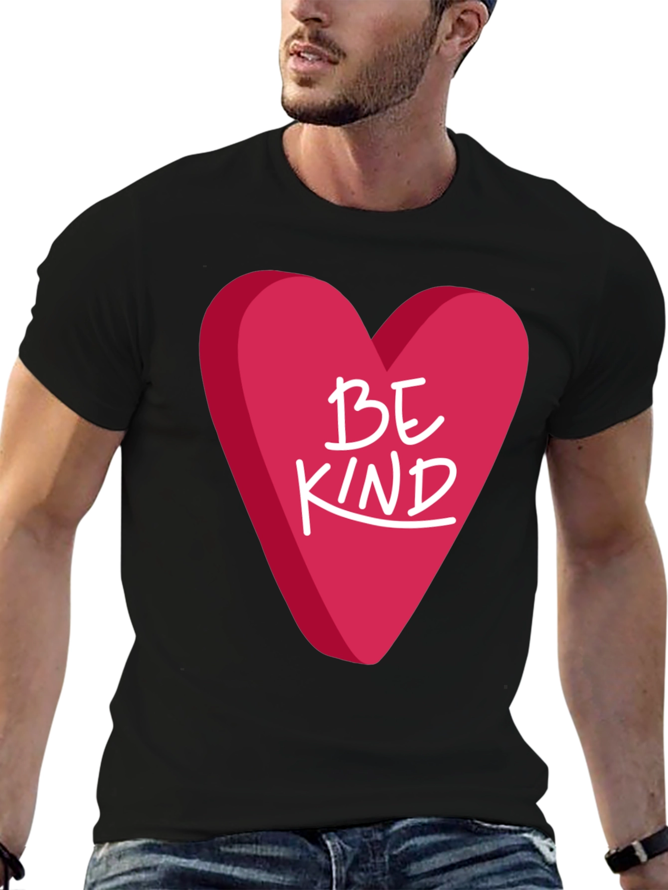 Be Kind Heart Graphic Black T-Shirt