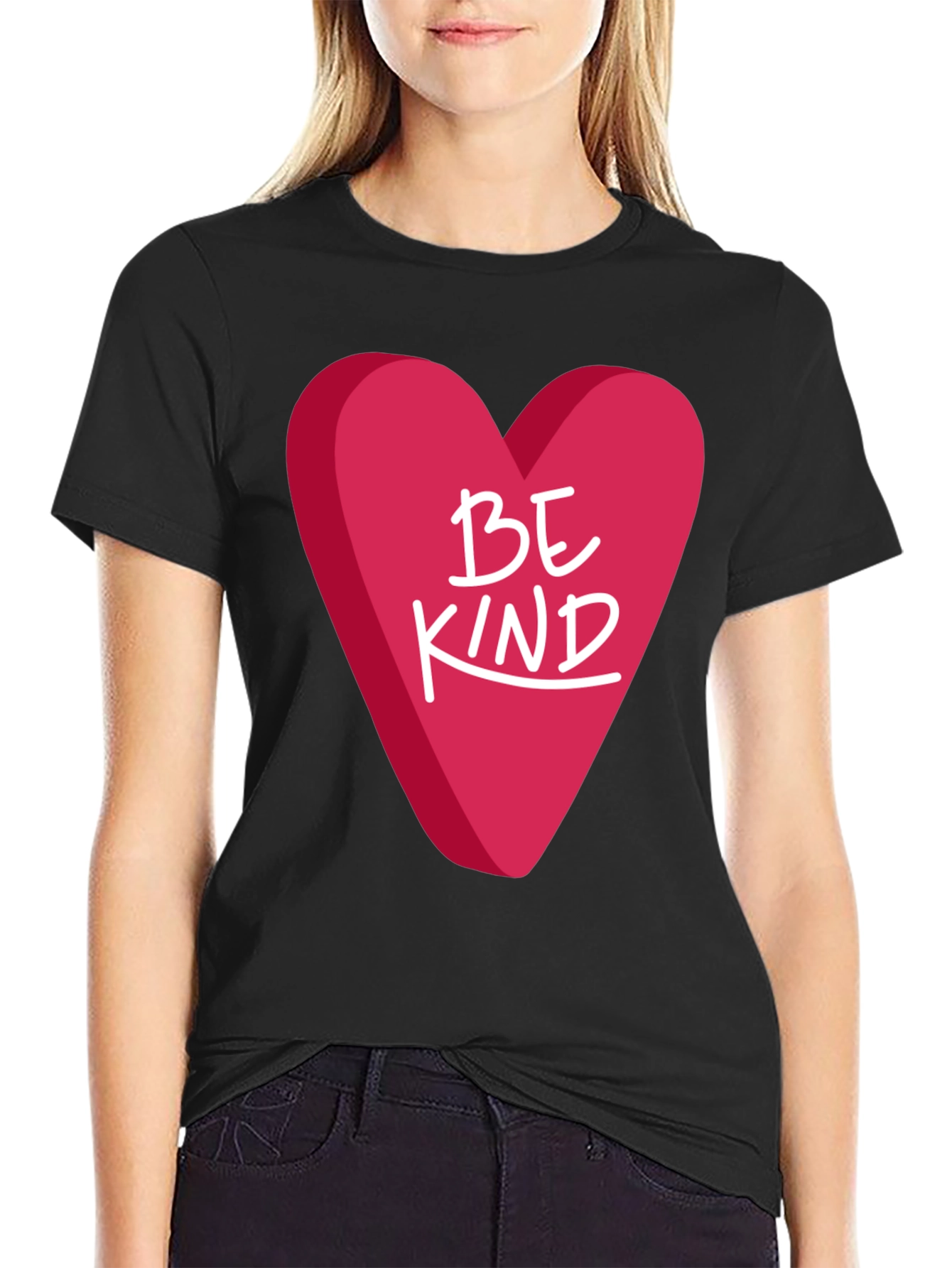 Be Kind Heart Graphic Black T-Shirt