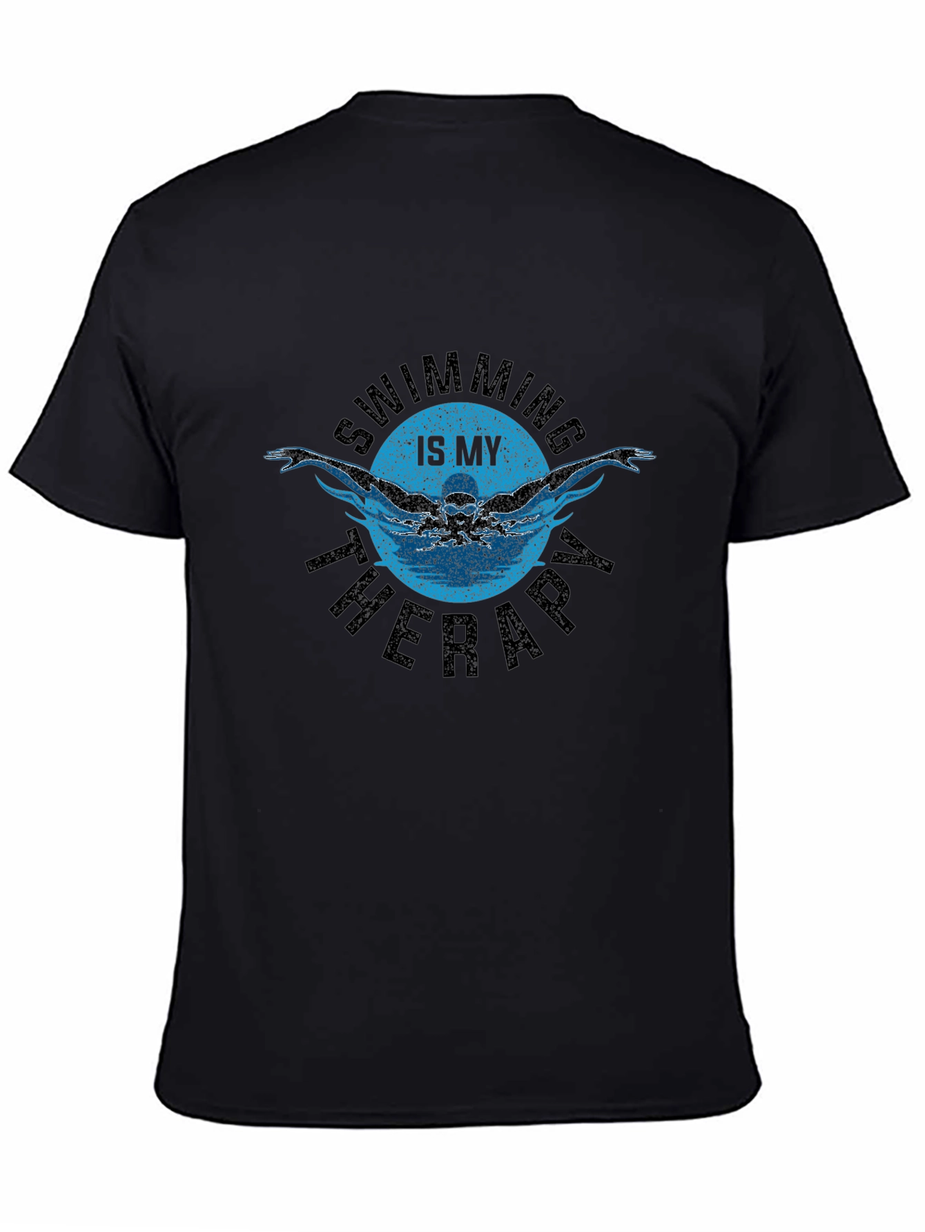 Swimming is My Therapy Black T-Shirt