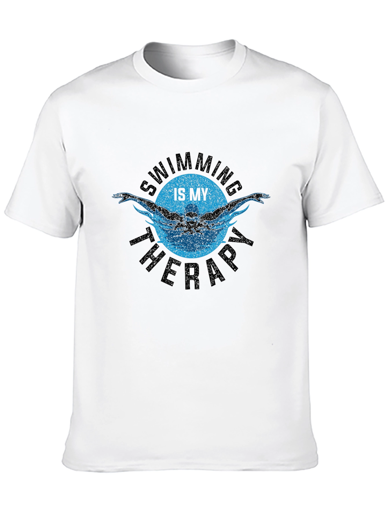 Swimming is My Therapy Black T-Shirt