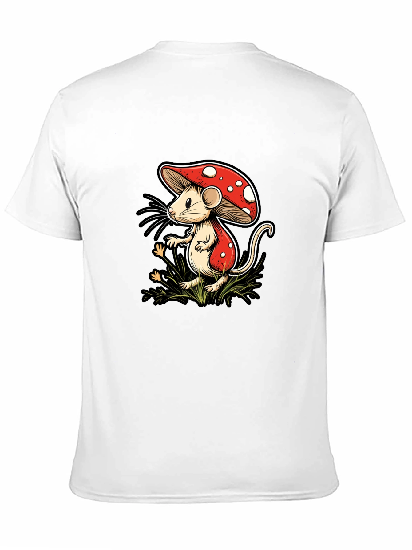 Mushroom Mouse Graphic Tee - Black Cotton