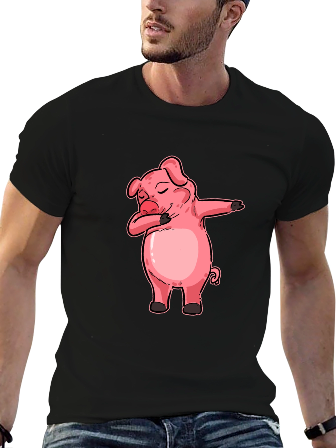Dabbing Pig Graphic Tee - Funny Cartoon Piglet T-Shirt