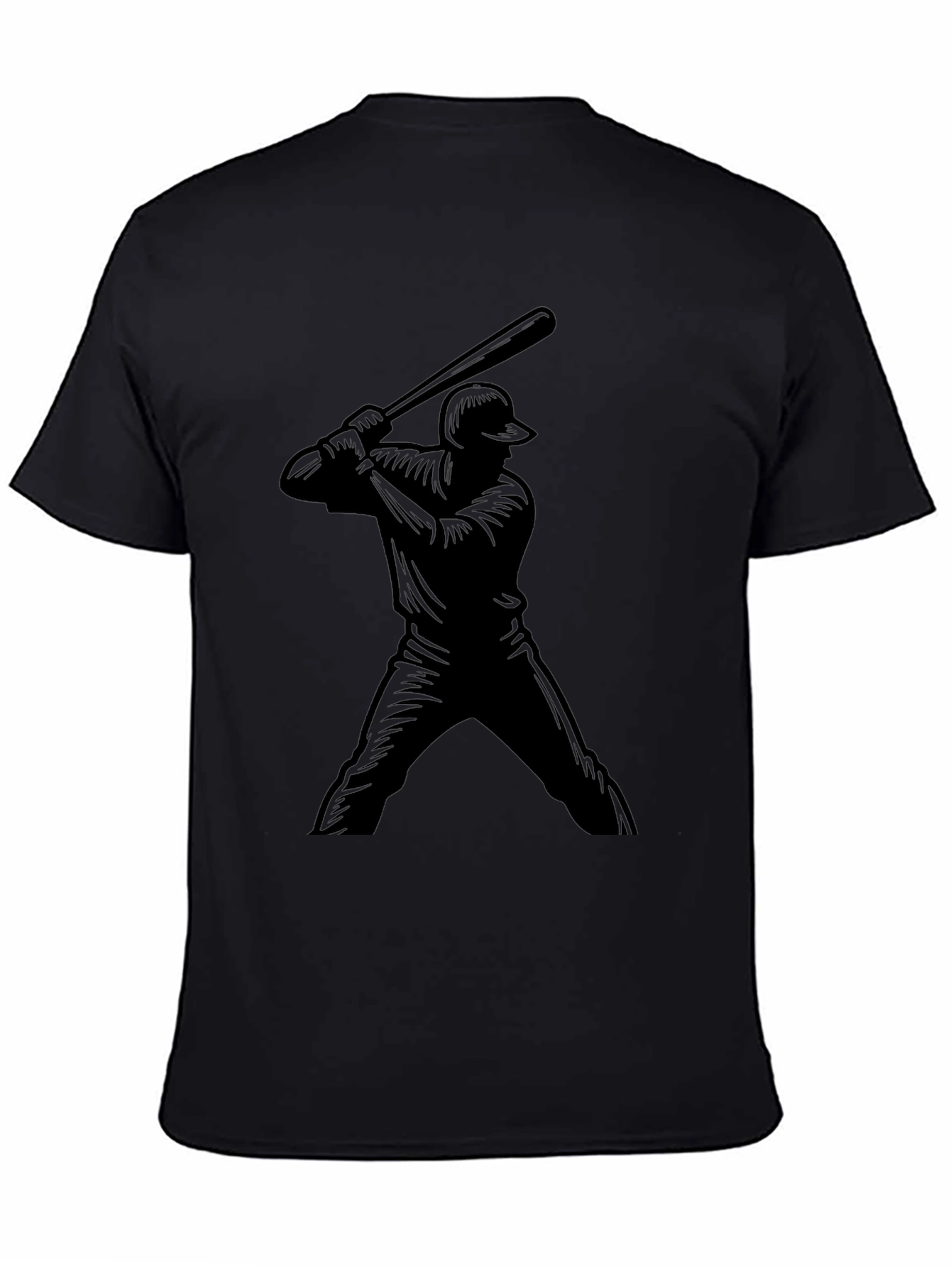 Baseball Player Graphic Tee - Black