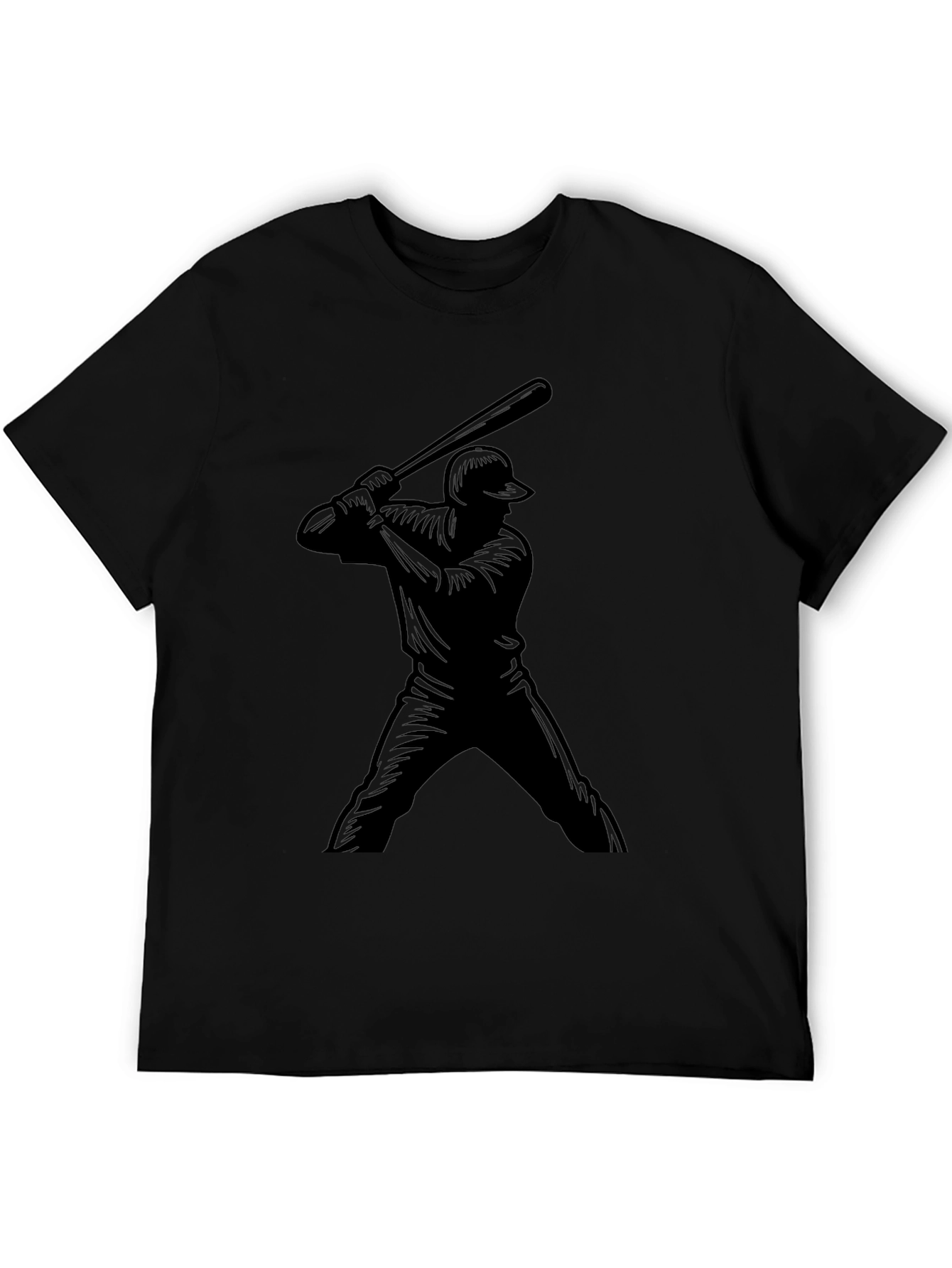 Baseball Player Graphic Tee - Black