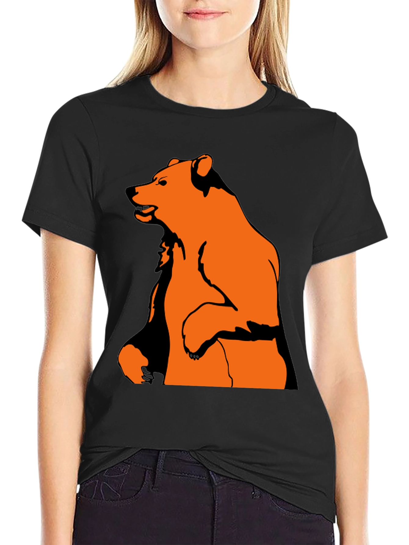 Bear Graphic Tee - Black Cotton Blend